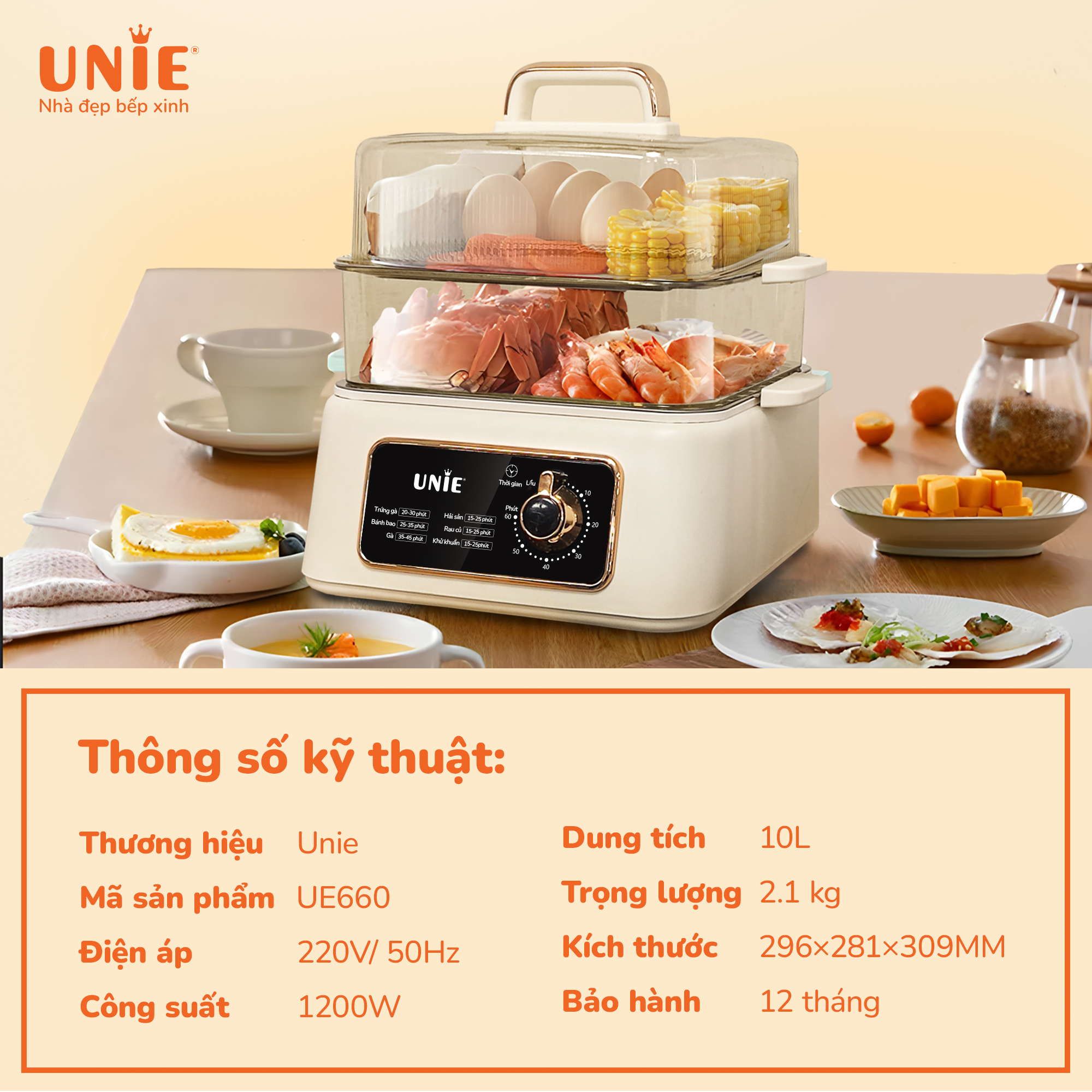 Nồi lẩu hấp đa năng Unie UE660 dung tích 10L, 3in1 - Ảnh 9
