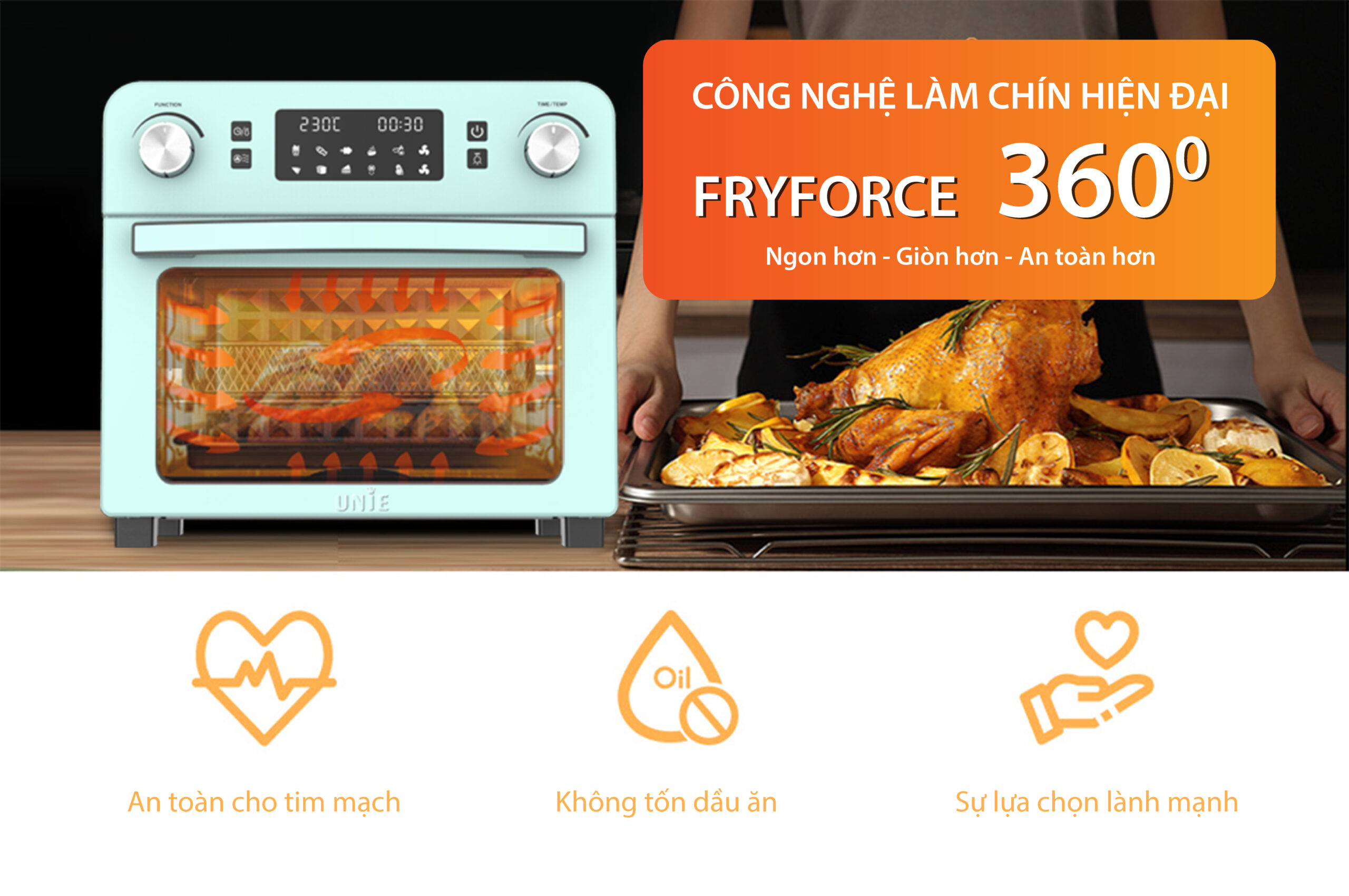 Lò nướng kiêm nồi chiên không dầu UNIE Q36 - Ảnh 4
