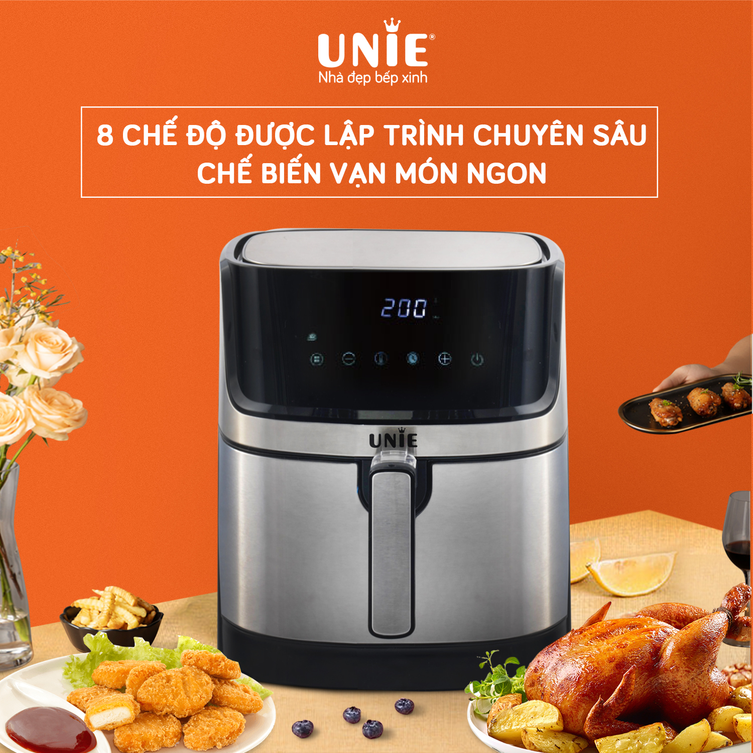Nồi chiên không dầu UNIE UE-600 - 6.5L, 8 chế độ nấu chuyên sâu - Ảnh 9