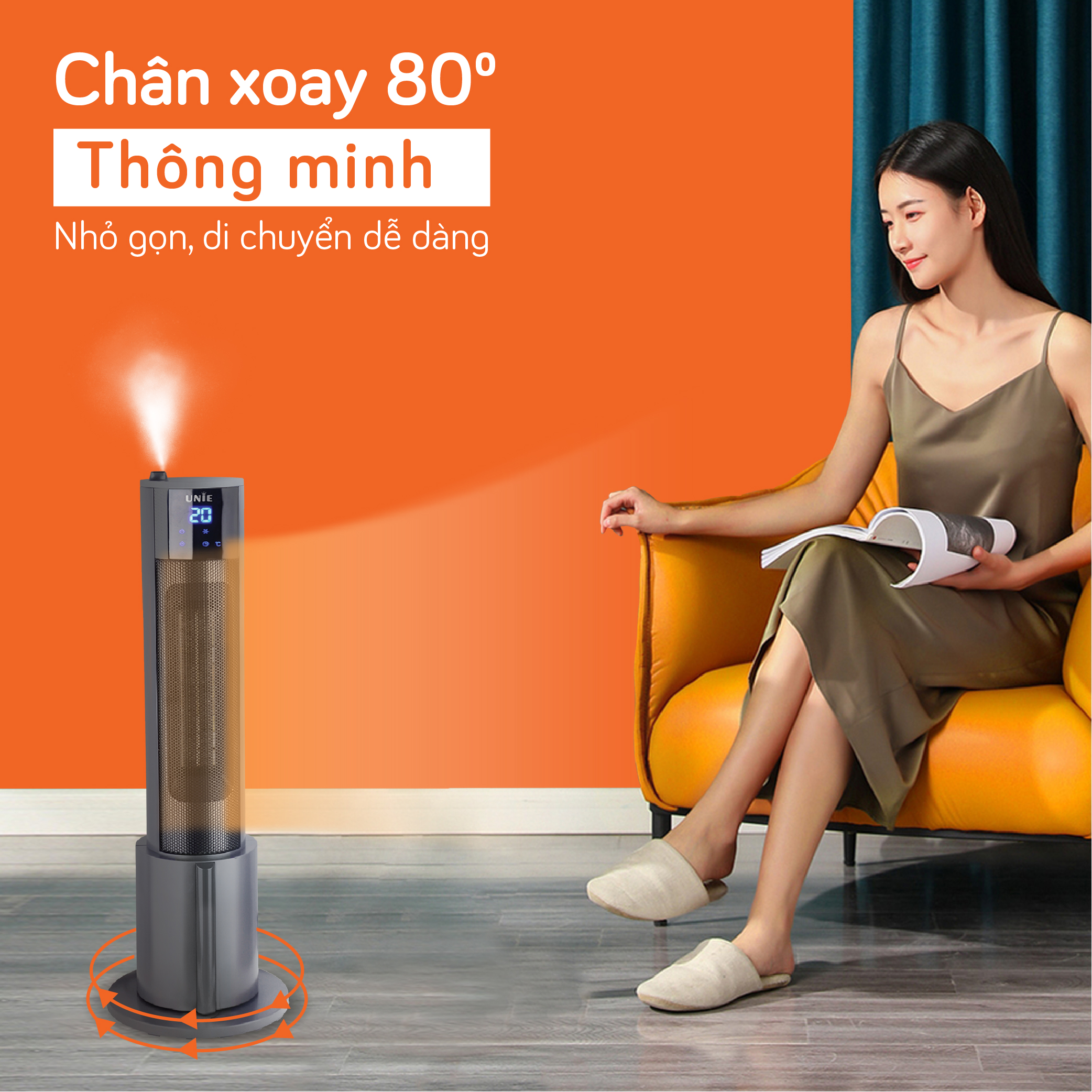 Máy sưởi gốm UNIE UE-129 làm ấm nhanh chóng, phun sương tạo ẩm - Ảnh 7