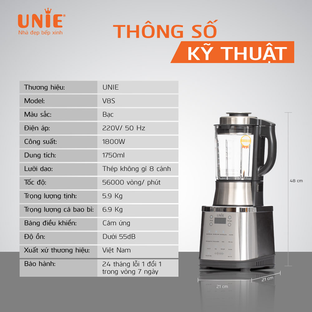 Máy làm sữa hạt UNIE V8S, 10 chức năng nấu - Ảnh 11