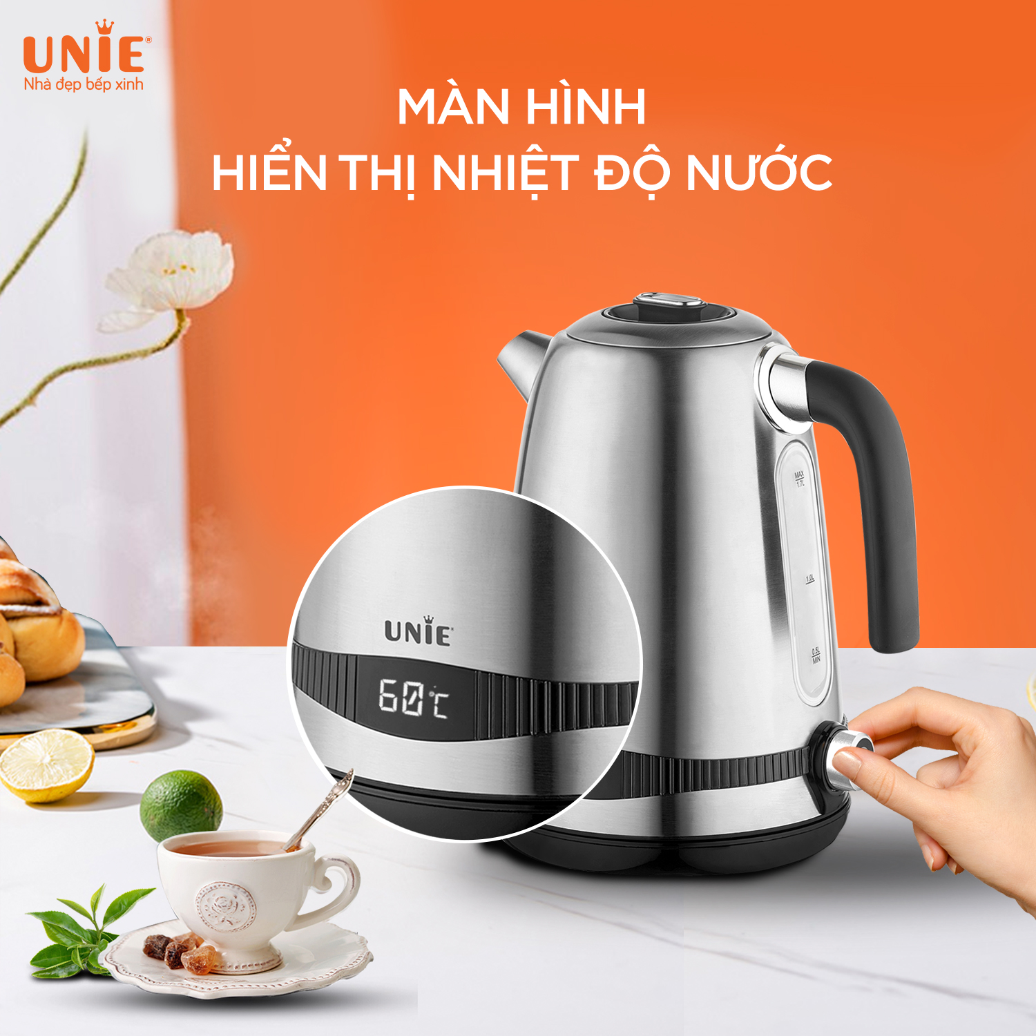 Ấm siêu tốc UNIE UEK1761S dung tích 1.7L, chất liệu inox 304 - Ảnh 7