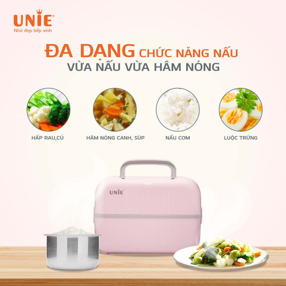 Hộp đựng cơm cắm điện cao cấp UNIE UV-P1 dung tích 1.5L, 2 tầng tiện lợi - Ảnh 3