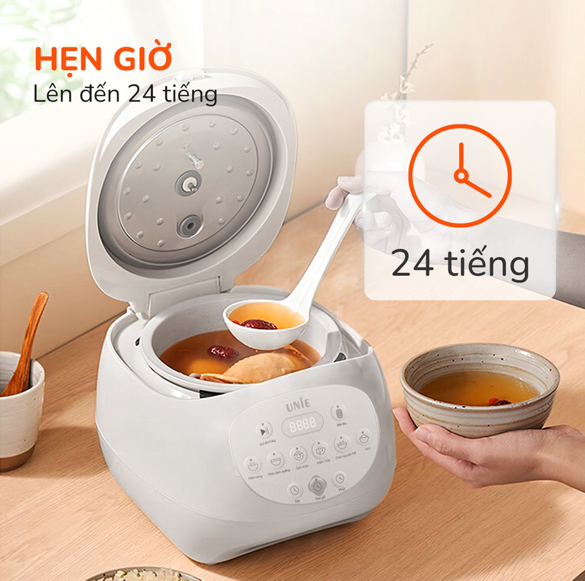 Nồi cơm điện lòng gốm tự nhiên UNIE URC815, dung tích 1,5L - Ảnh 9