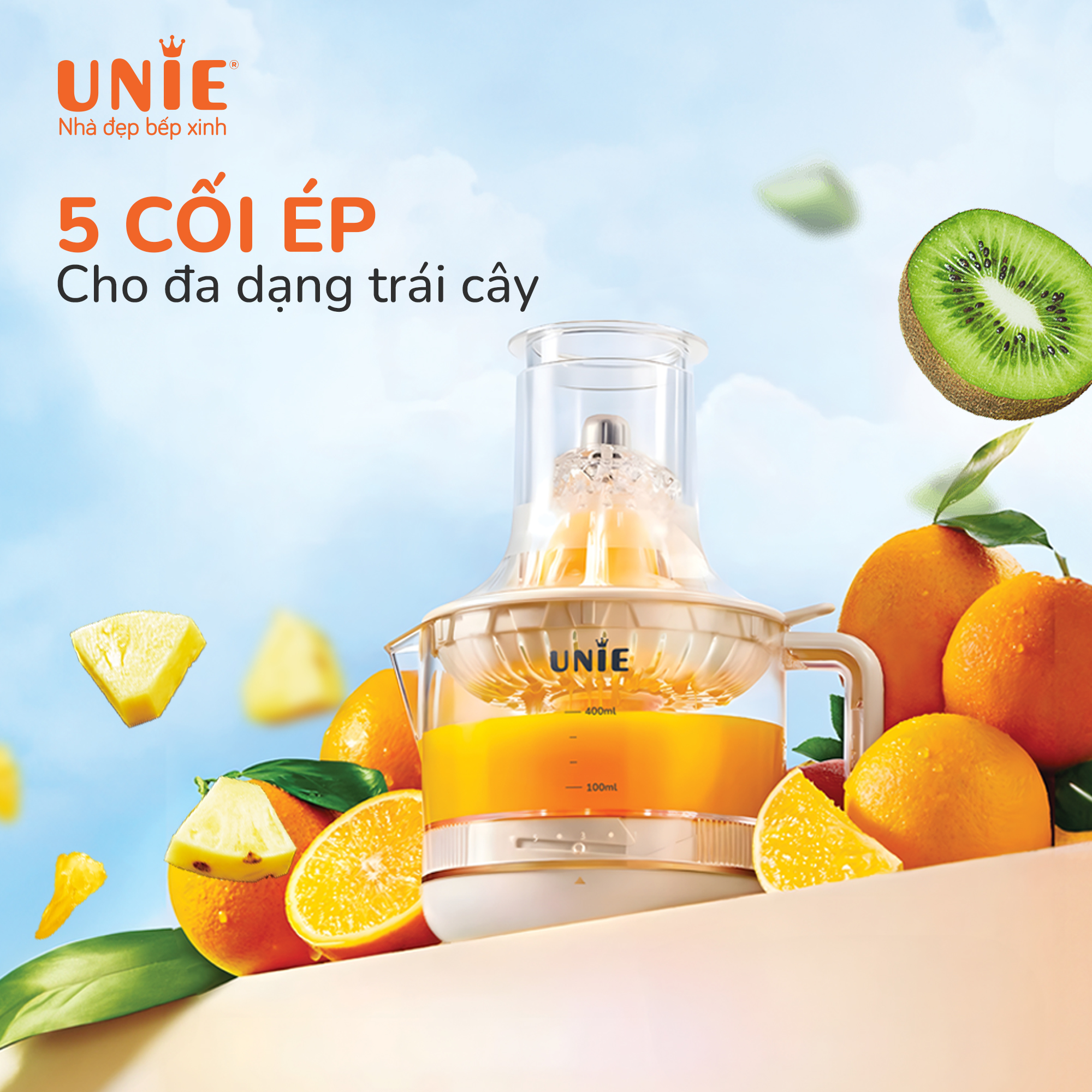 Máy vắt cam UNIE UJ550 dung tích 700ml, 5 cối ép đa dạng - Ảnh 2