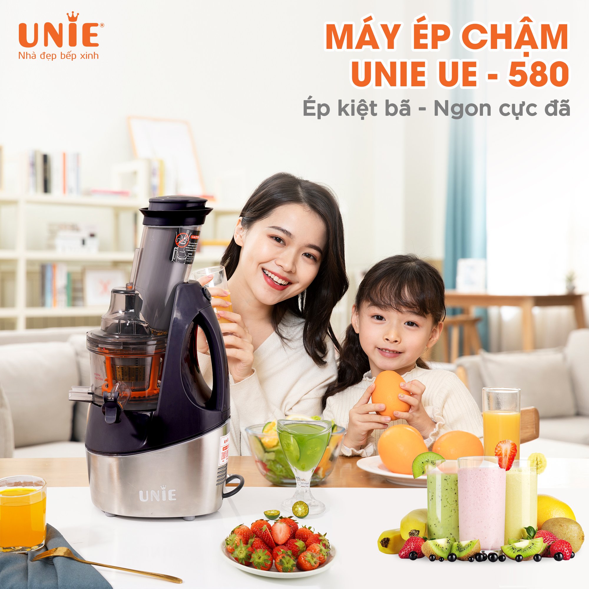Máy ép chậm UNIE UE-580, ép kiệt bã 98% - Ảnh 7