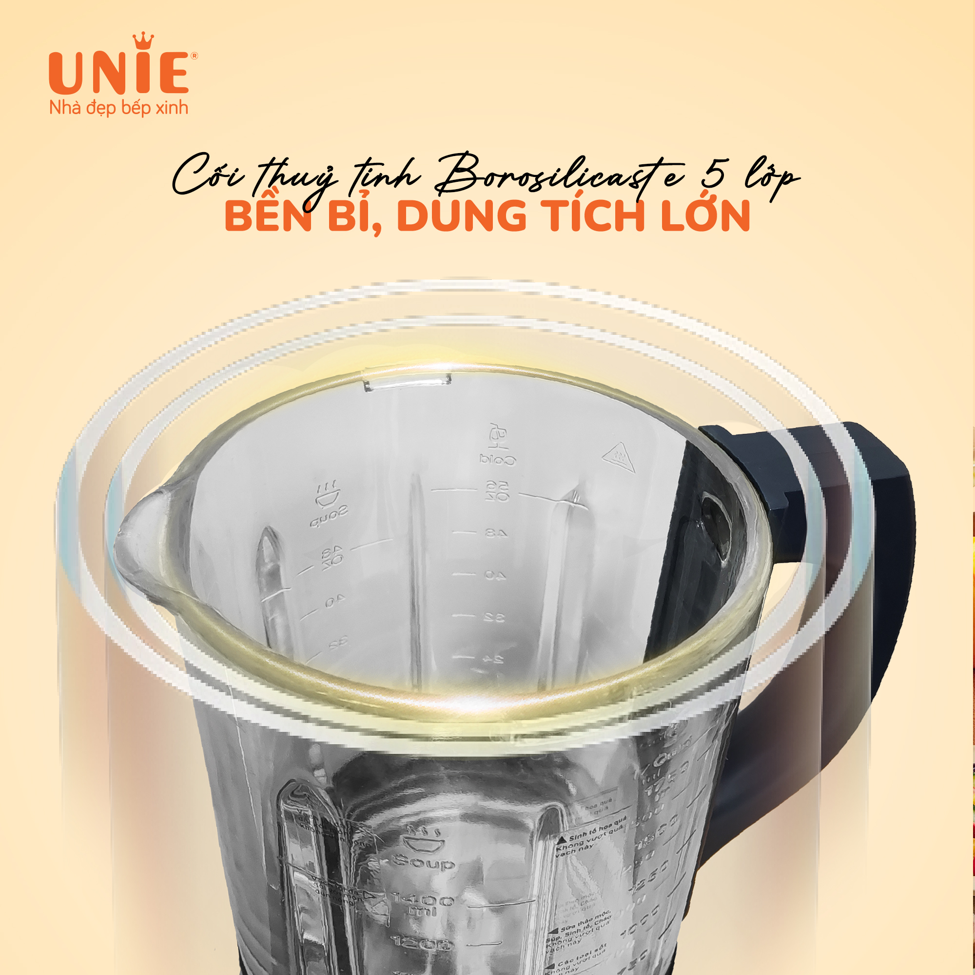 Máy làm sữa hạt UNIE VX dung tích 1.75L, 14 chức năng nấu - Ảnh 4