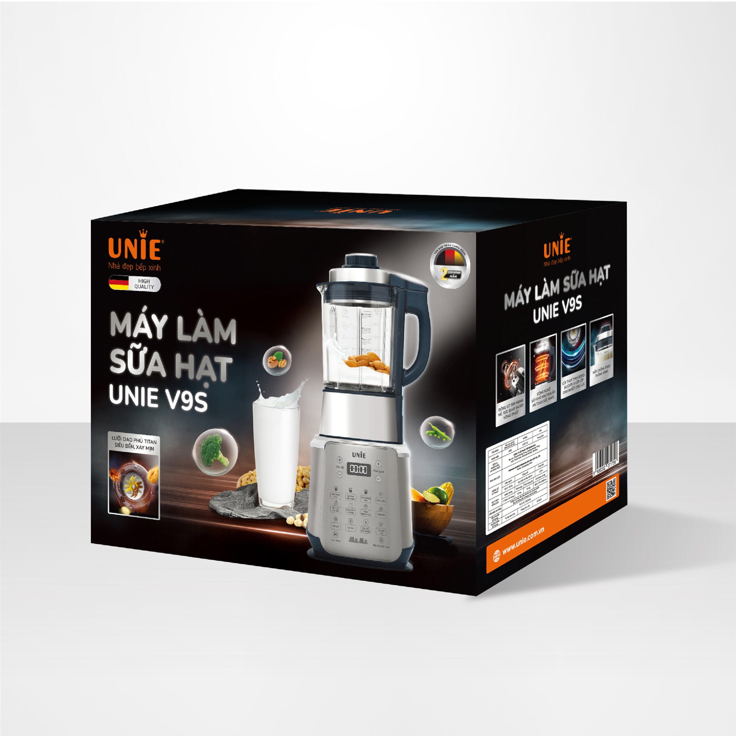 Máy làm sữa hạt UNIE V9S dung tích 1,75L, cối thủy tinh bền bỉ - Ảnh 10