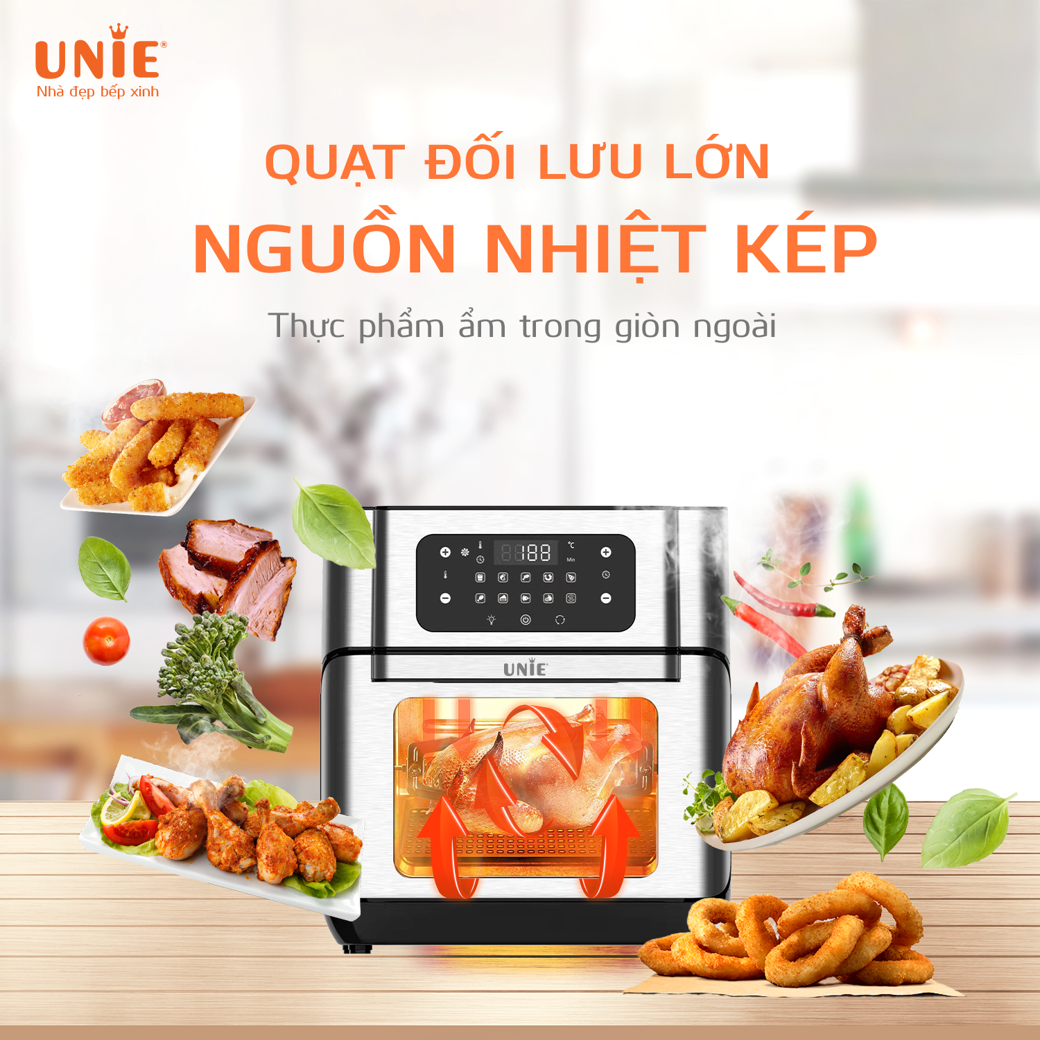 Nồi chiên không dầu UNIE UE-1000 dung tích 12L, 14 chế độ nấu - Ảnh 3