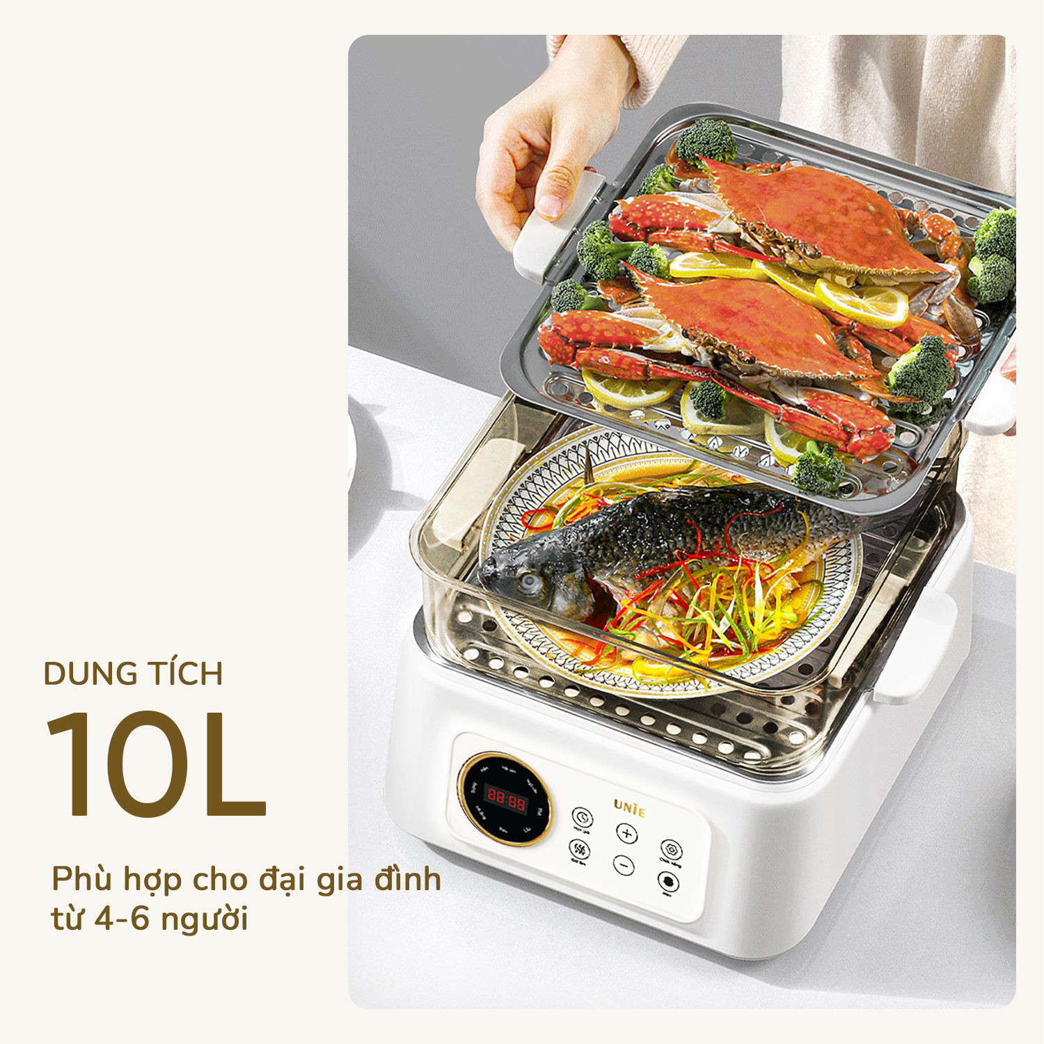 Nồi lẩu hấp đa năng UNIE UE668 - 10L, 8 chức năng tự động - Ảnh 14