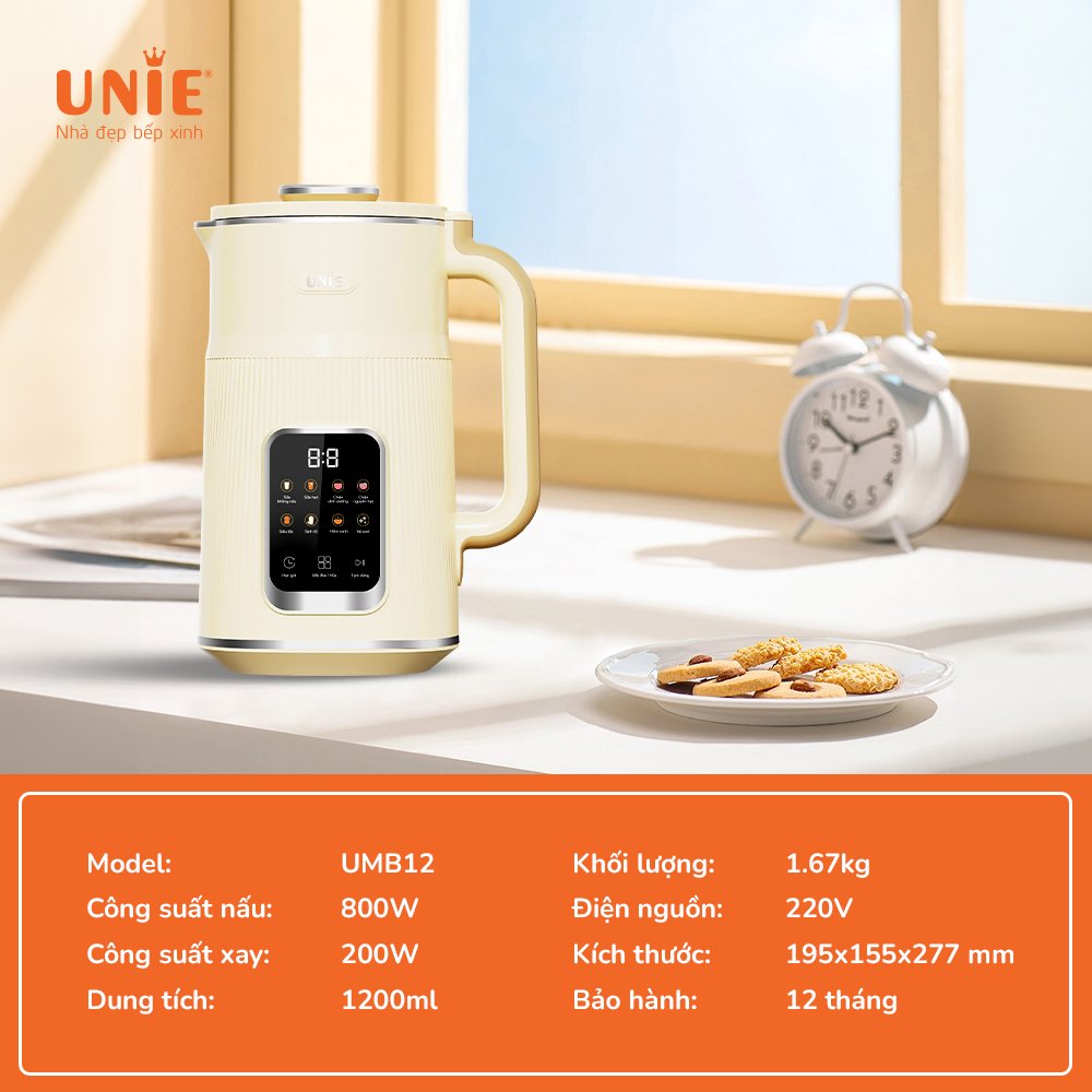 Máy làm sữa hạt UNIE UMB12 dung tích 1,2L, 10 chức năng xay nấu - Ảnh 2