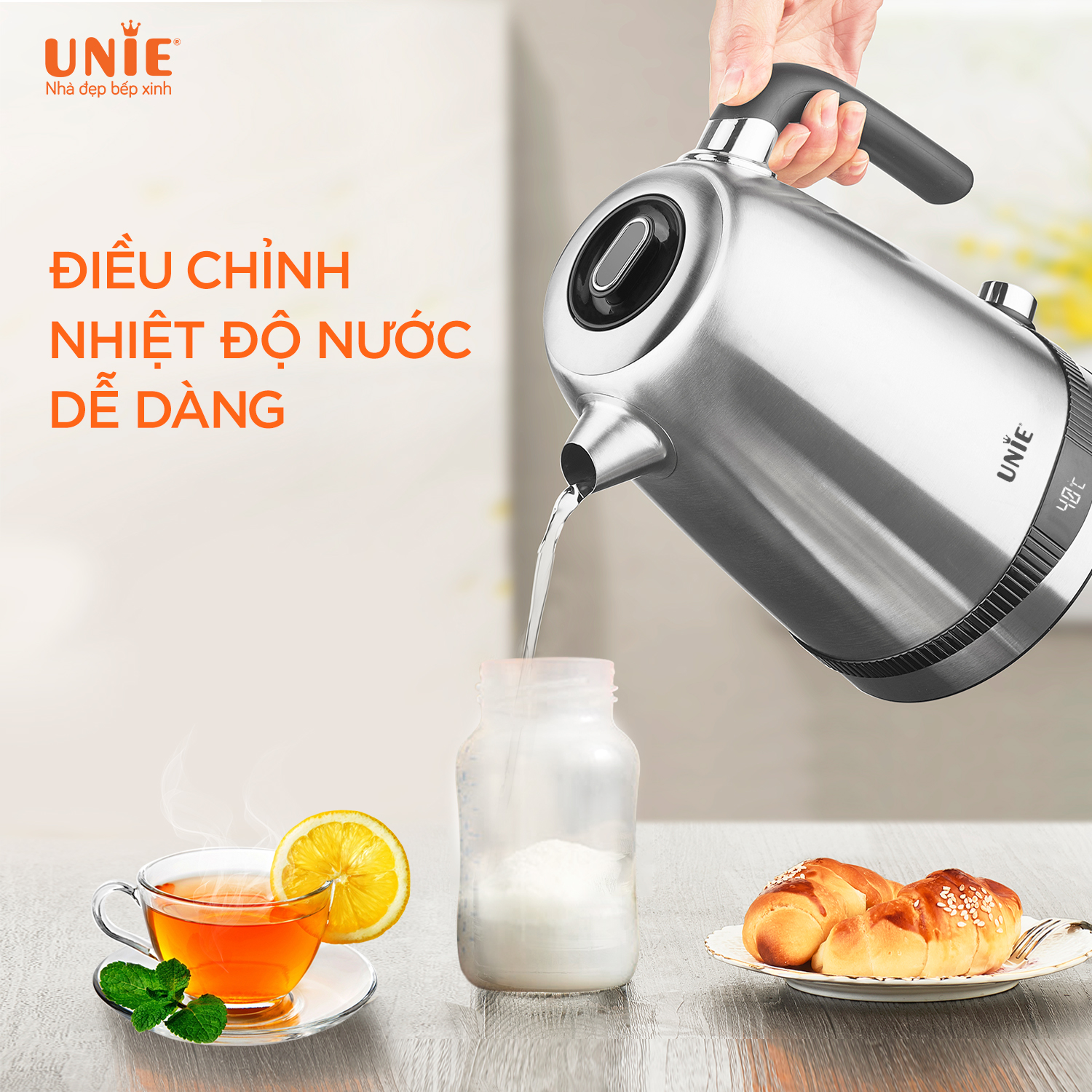 Ấm siêu tốc UNIE UEK1761S dung tích 1.7L, chất liệu inox 304 - Ảnh 6