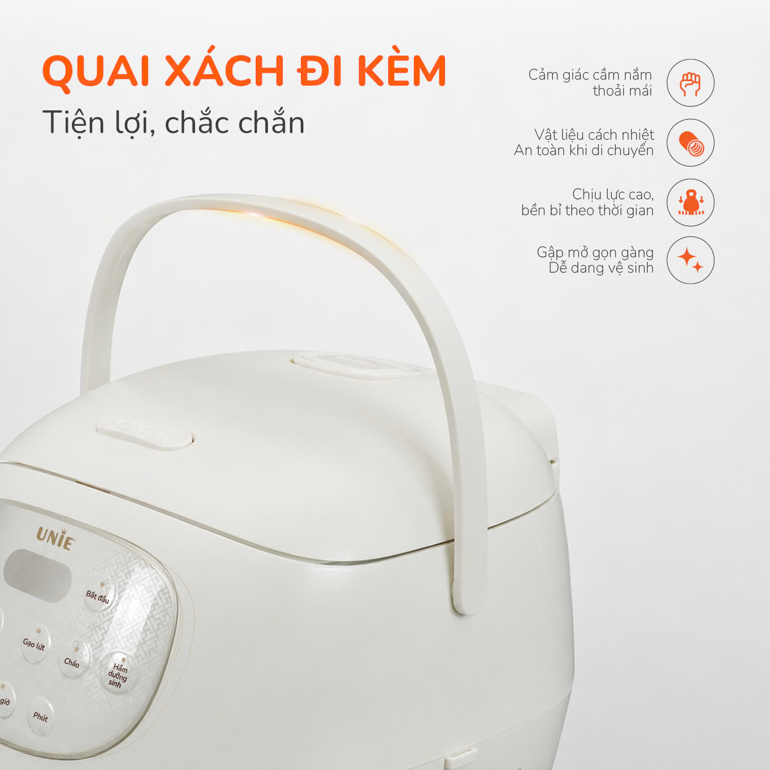 Nồi cơm điện UNIE URC810, dung tích 1L, lòng gốm ceramic - Ảnh 8
