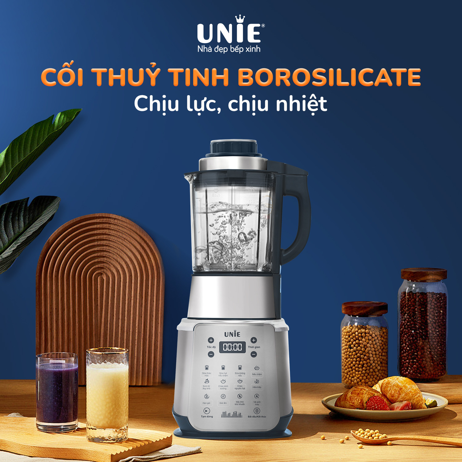 Máy làm sữa hạt UNIE V9S dung tích 1,75L, cối thủy tinh bền bỉ - Ảnh 7