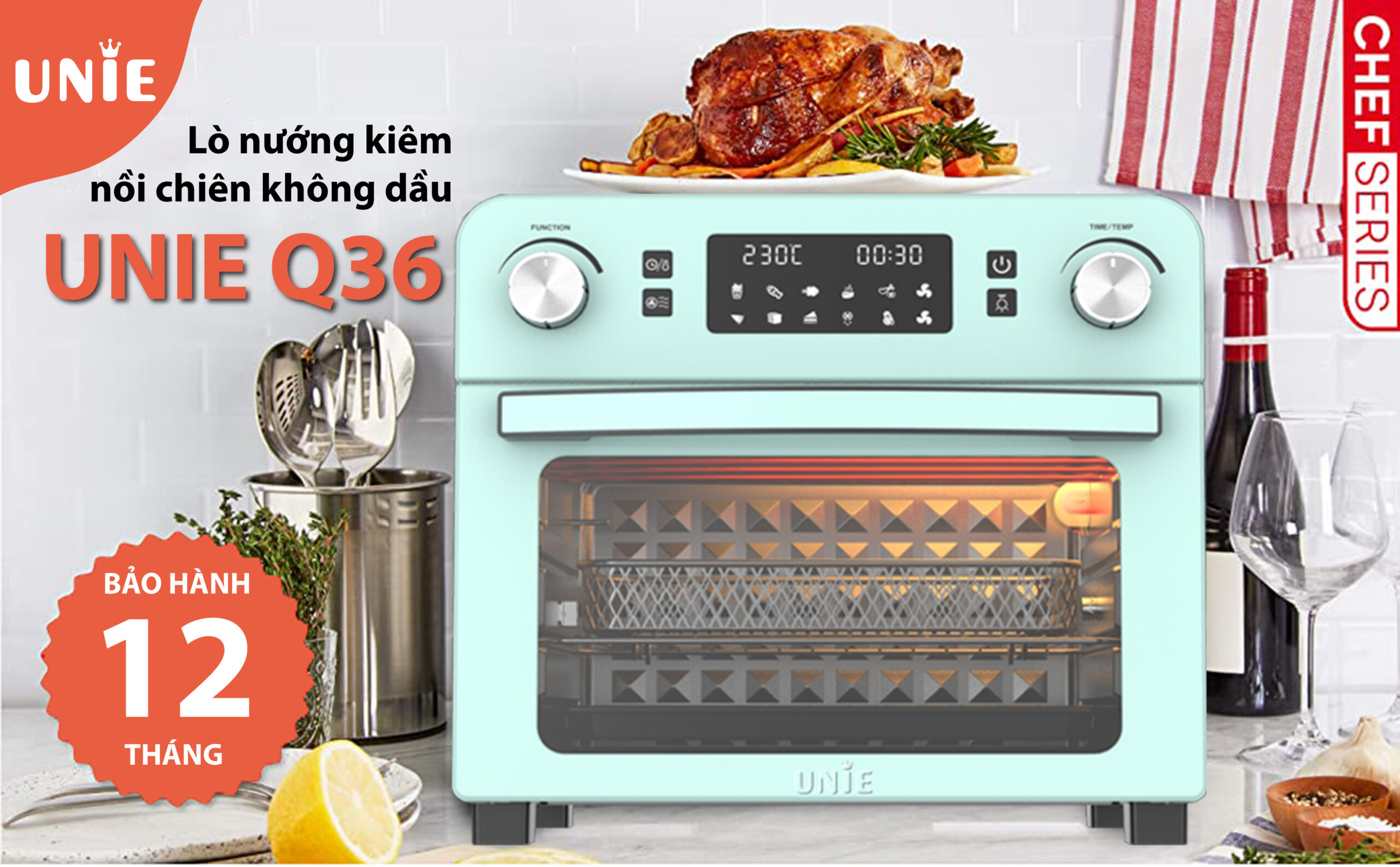 Lò nướng kiêm nồi chiên không dầu UNIE Q36 - Ảnh 7