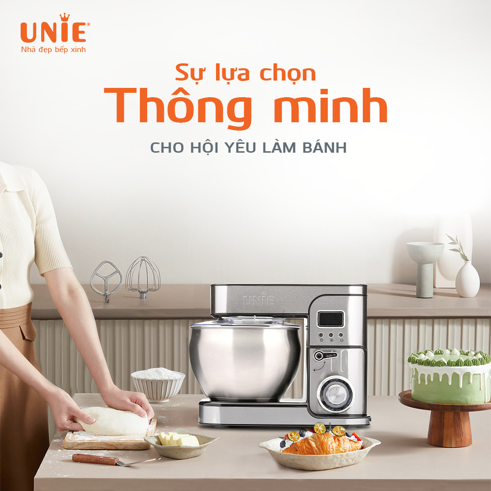 Máy nhồi bột đa năng UNIE EM5 dung tích 8L, 6 tốc độ đánh linh hoạt - Ảnh 5