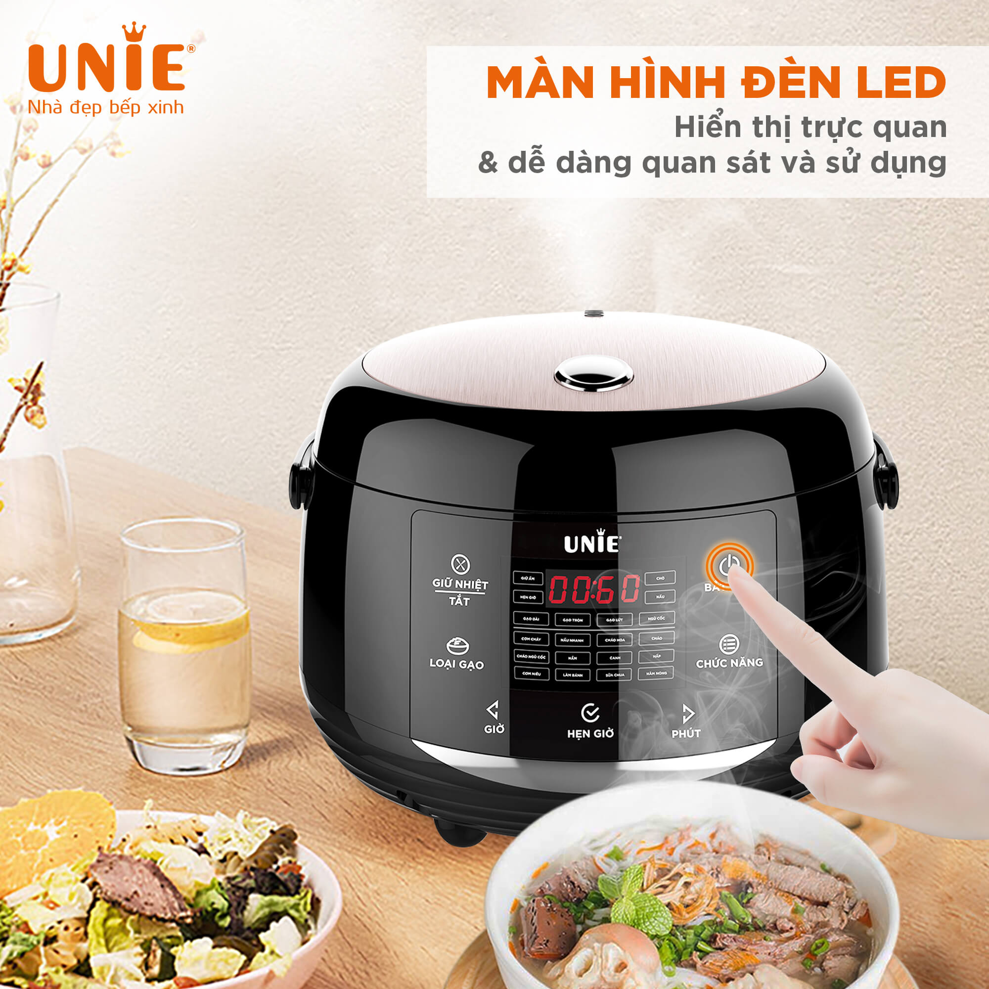 Nồi cơm điện Unie UEC1571B dung tích 1.5L, 16 chức năng nấu - Ảnh 7