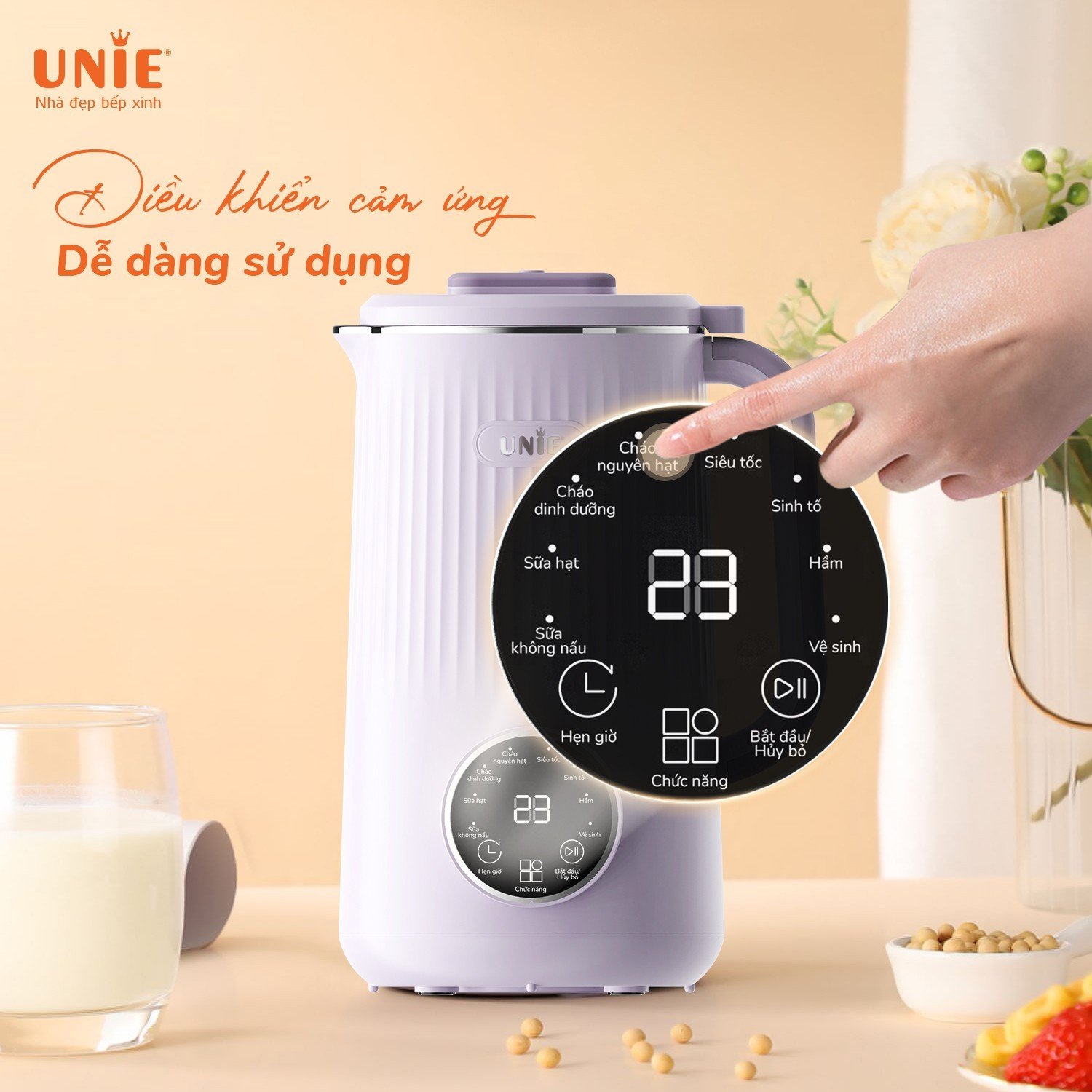 Máy làm sữa hạt UNIE UMB10 dung tích 1L, 8 chức năng xay nấu - Ảnh 4