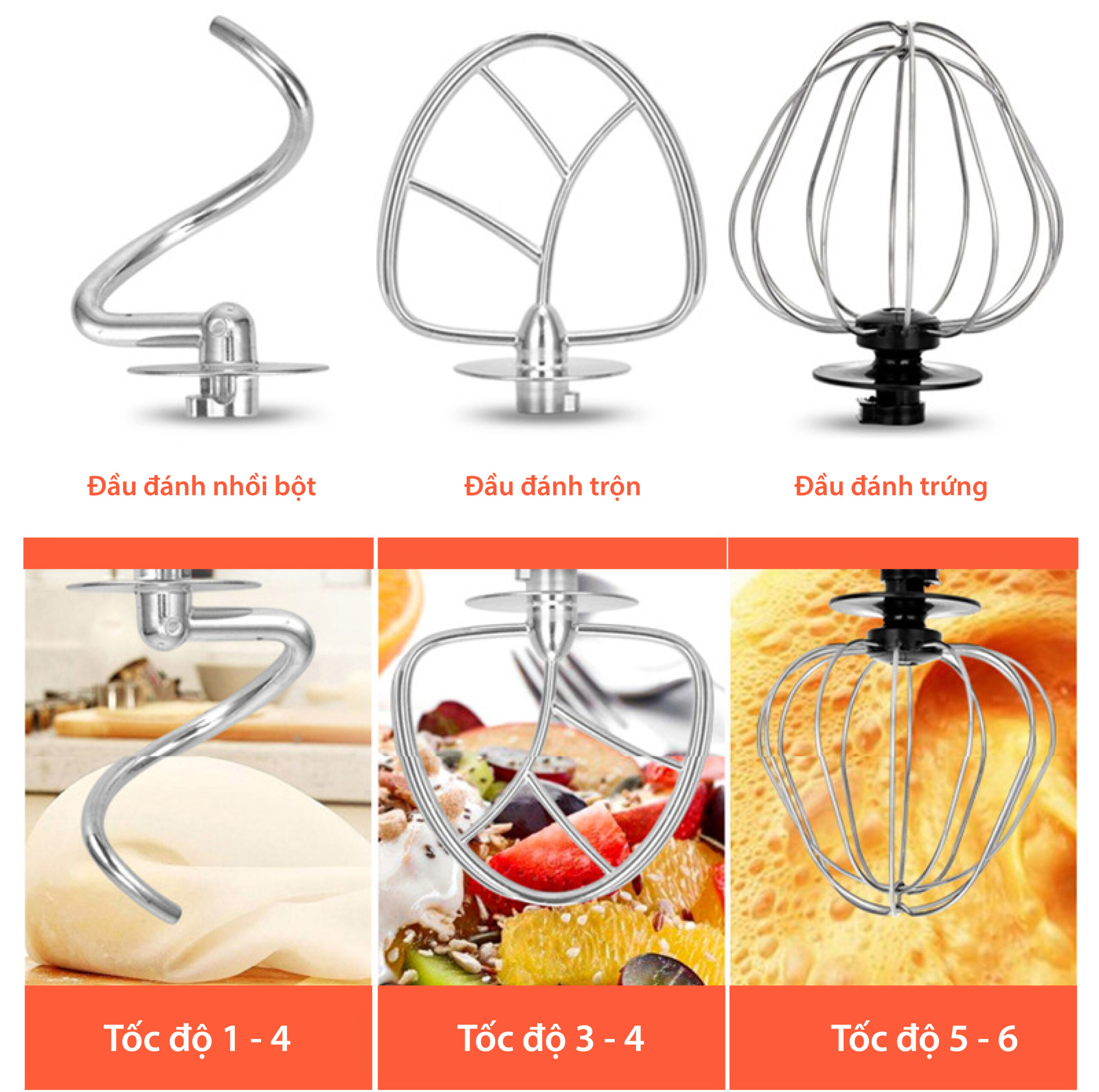 Máy nhồi bột UNIE M2 đa năng - Kiêm đánh trứng 5L - Ảnh 7
