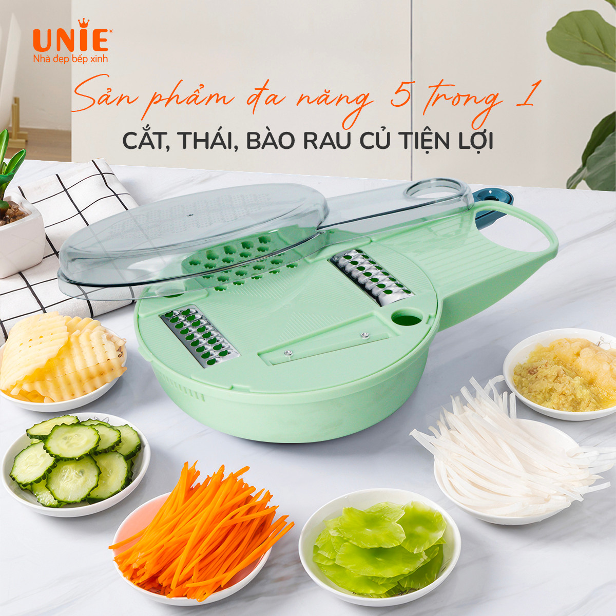 Bộ dụng cụ cắt thái rau củ đa năng Unie USM10 5in1 - Ảnh 2