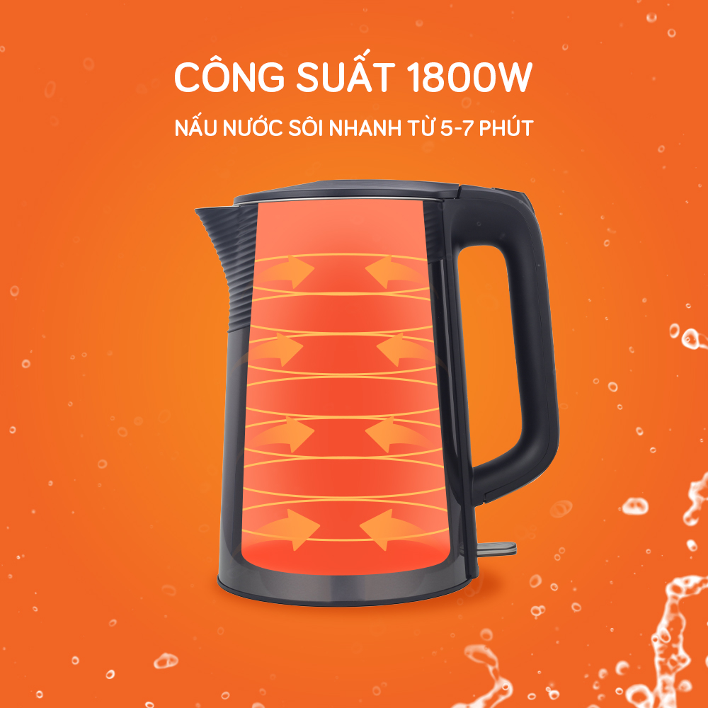 Ấm siêu tốc UNIE UE-302 dung tích 1.8L, đun sôi nhanh chóng - Ảnh 3