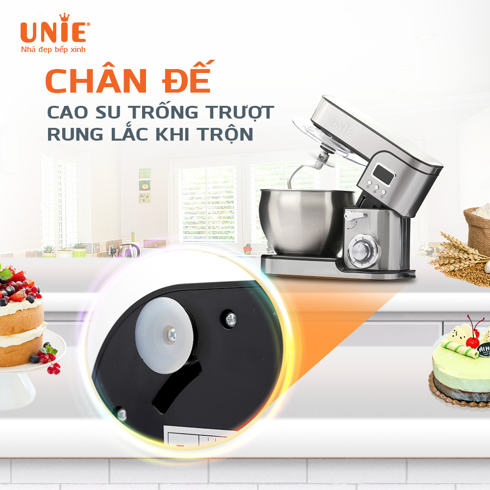 Máy nhồi bột đa năng UNIE EM5 dung tích 8L, 6 tốc độ đánh linh hoạt - Ảnh 10