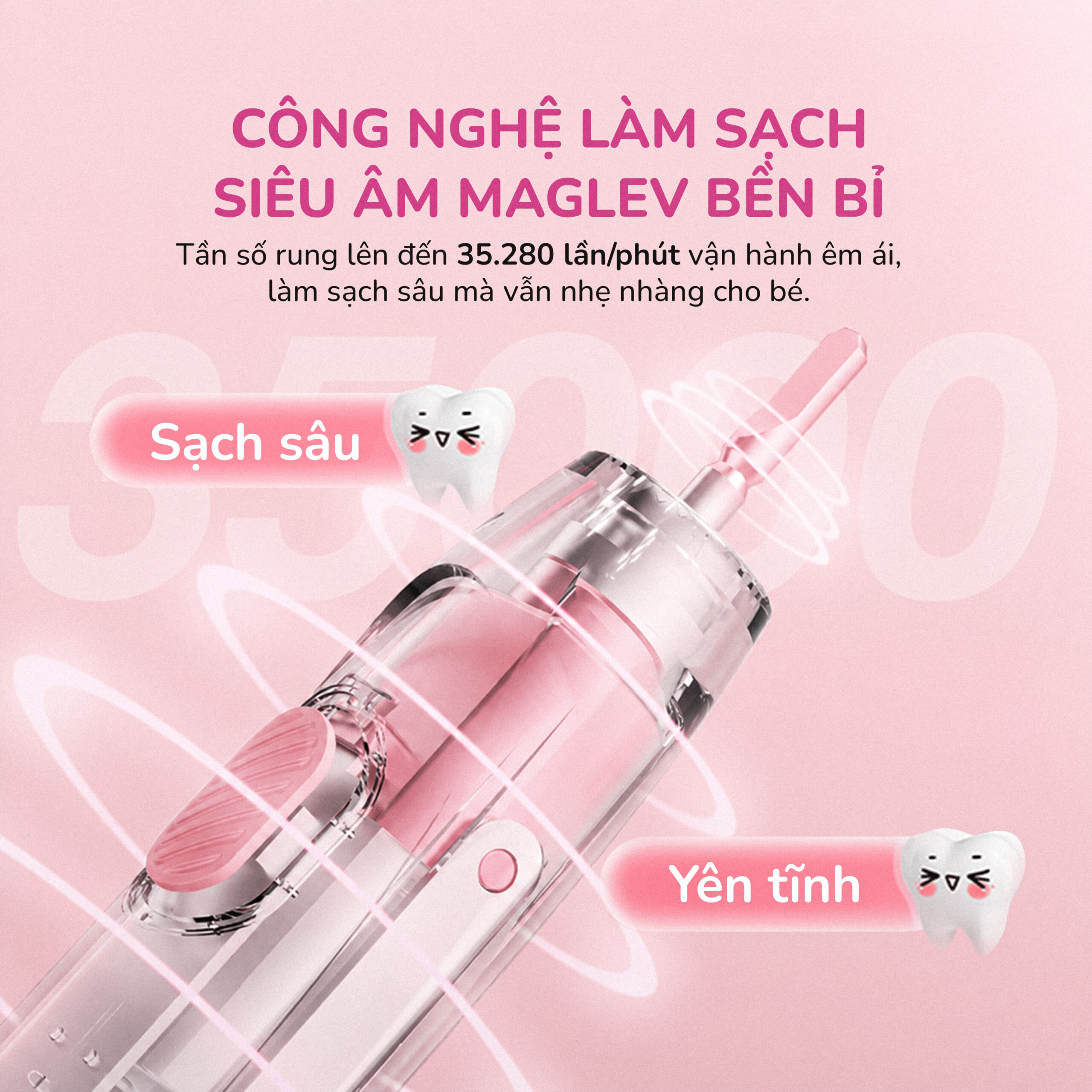 Bàn chải điện trẻ em Unie Kidtini UET318P cảm biến lực thông minh - Ảnh 5