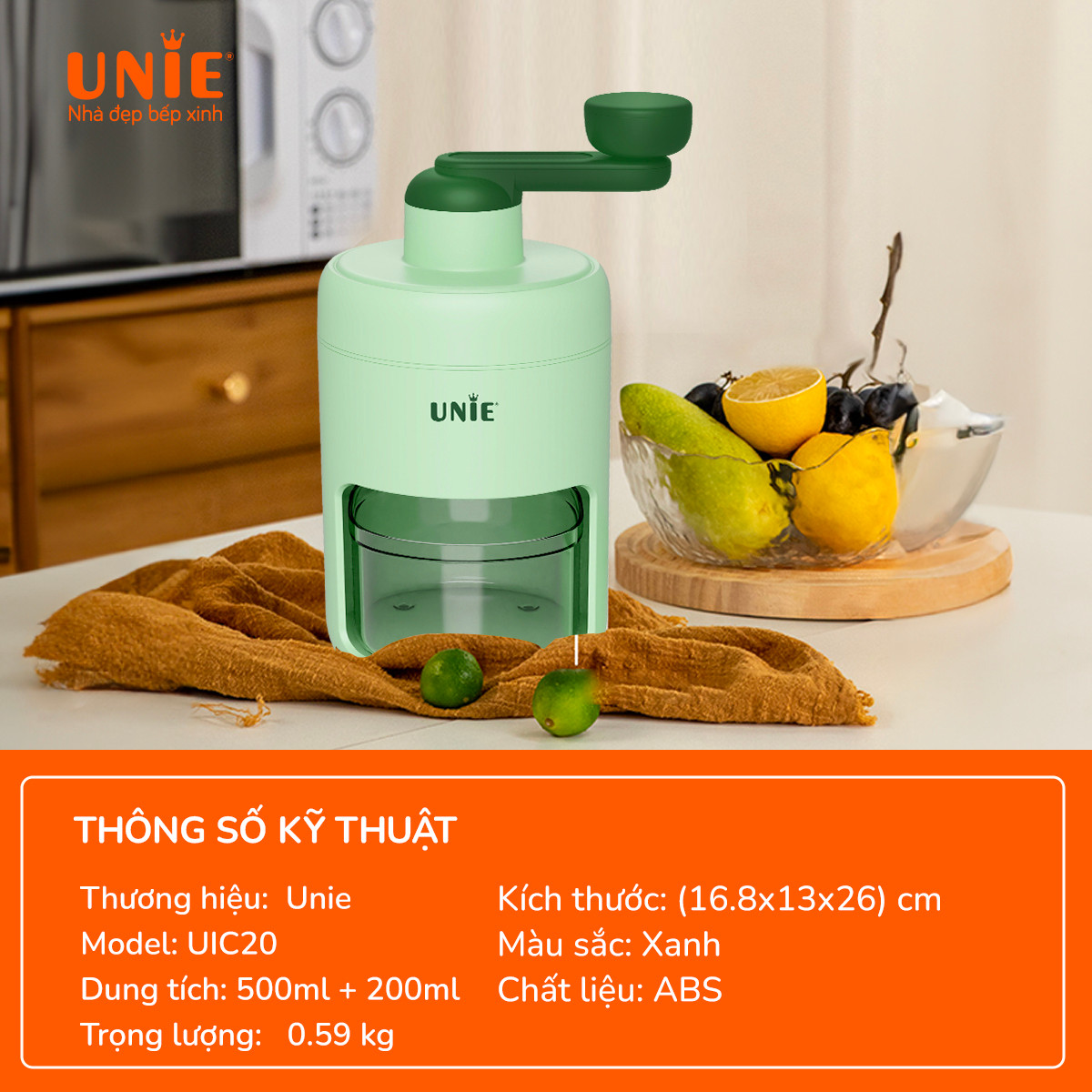 Máy bào đá mini Unie UIC20 , chất liệu nhựa ABS/ PP - Ảnh 3