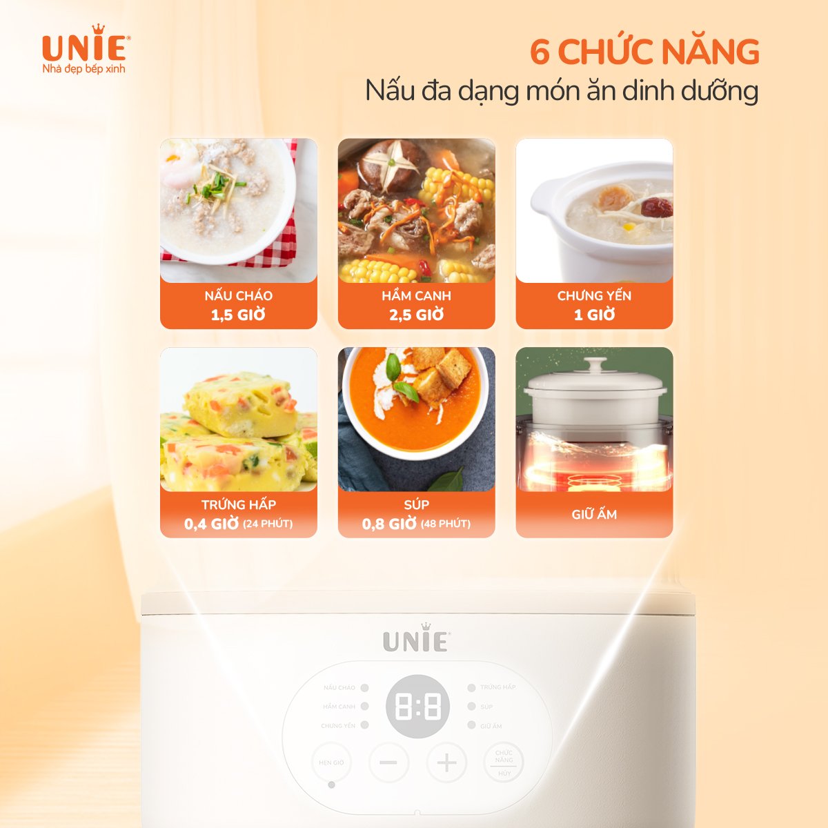Nồi nấu chậm USC08W dung tích 0.8L, 6 chức năng nấu - Ảnh 6