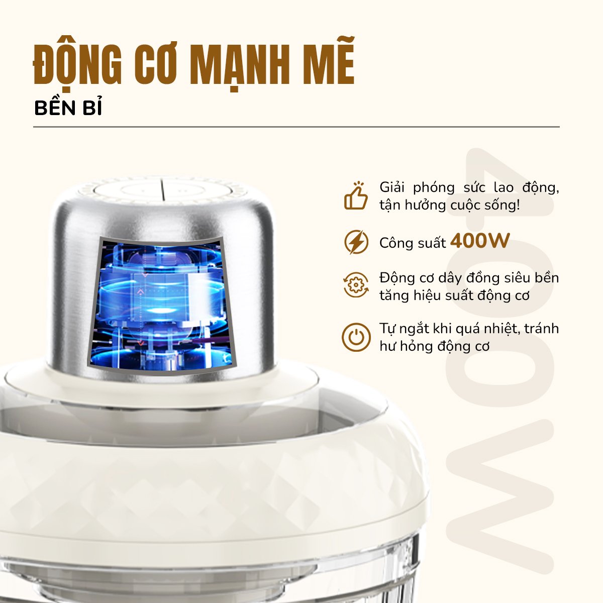 Máy xay thịt UNIE UM366 - 2,5L, 2 cối xay thủy tinh + trục đánh ruốc - Ảnh 7