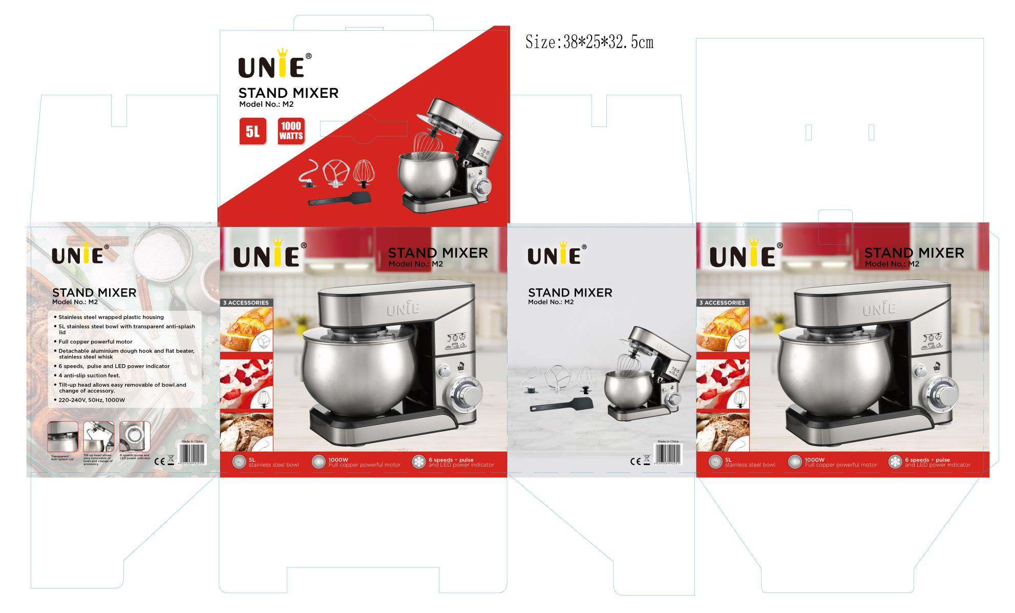 Máy nhồi bột UNIE M2 đa năng - Kiêm đánh trứng 5L - Ảnh 8