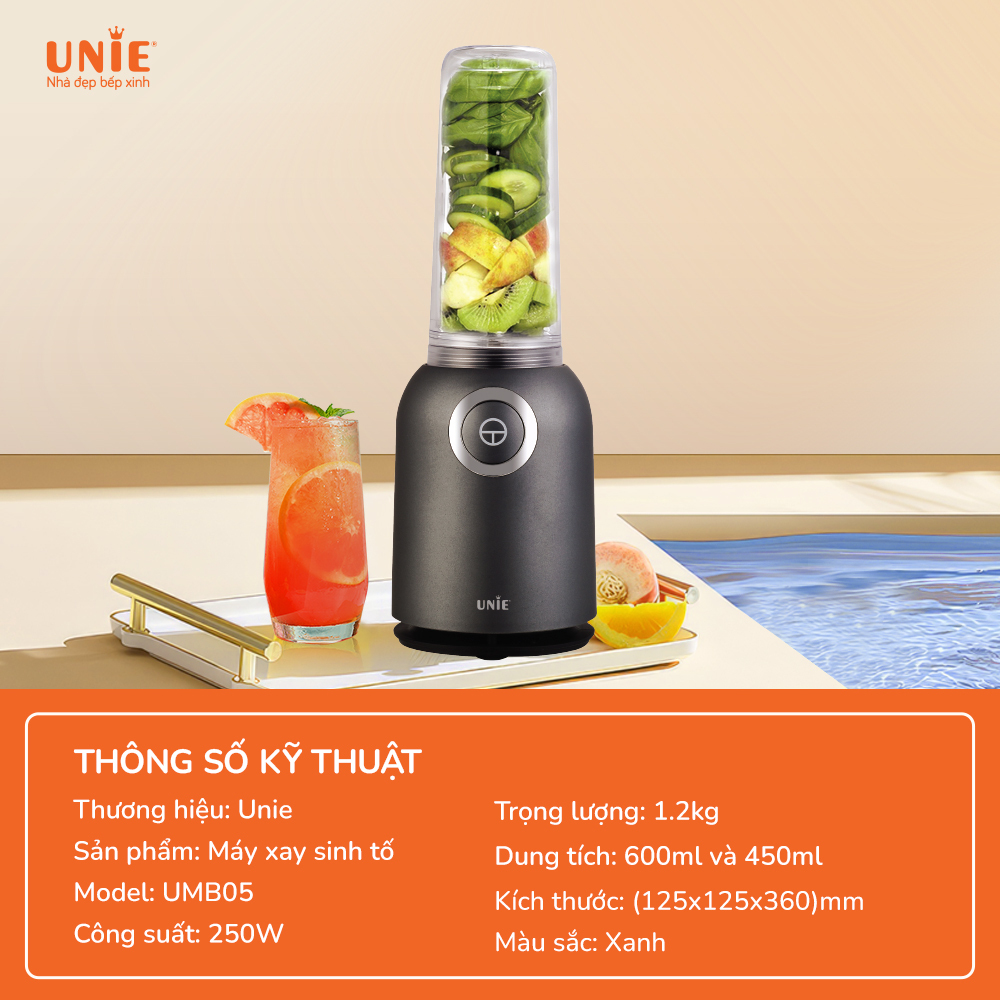 Máy xay sinh tố UNIE UMB05 cối xay nhỏ gọn - Ảnh 6