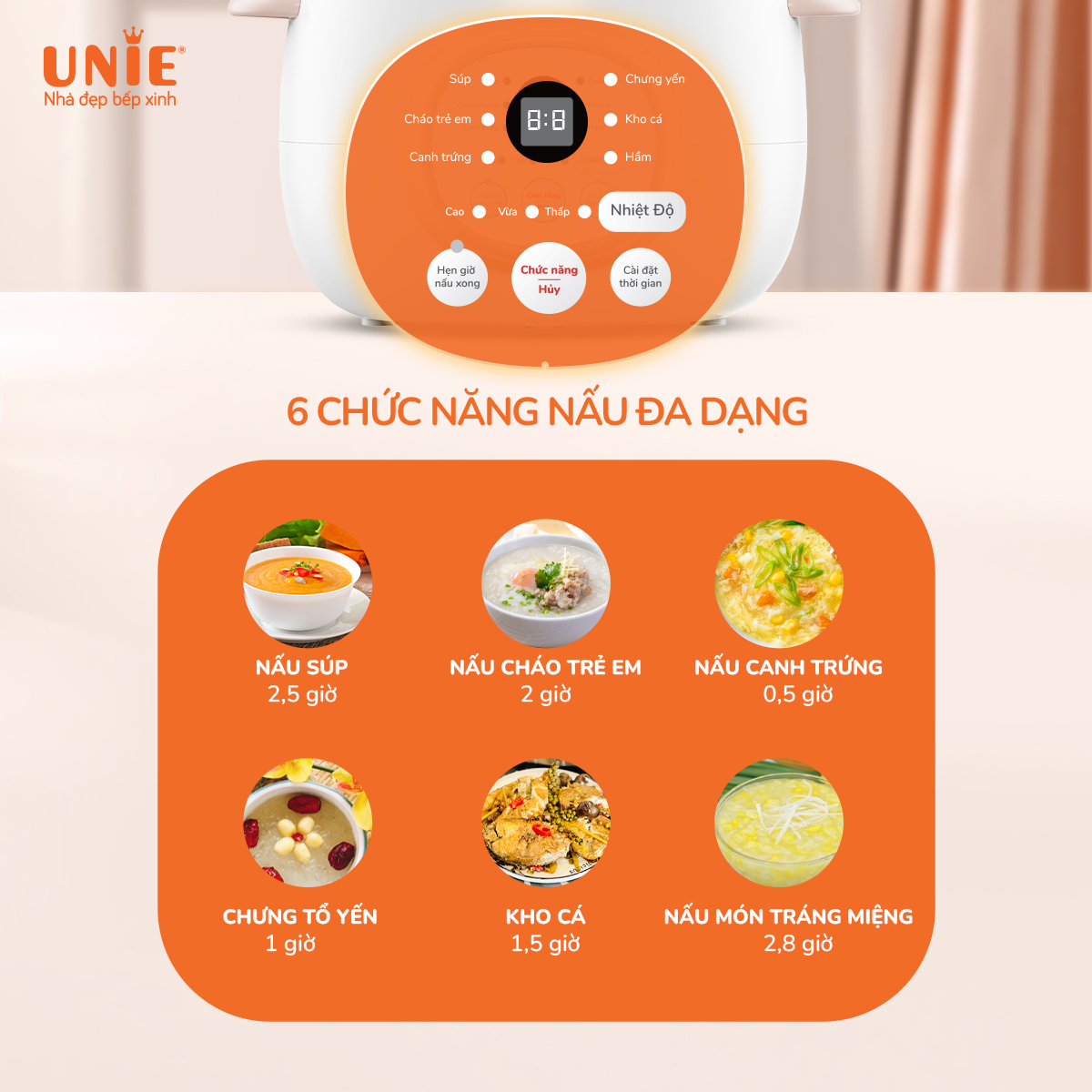 Nồi nấu chậm Unie USC10W dung tích 1L, 6 chức năng nấu đa dạng - Ảnh 7