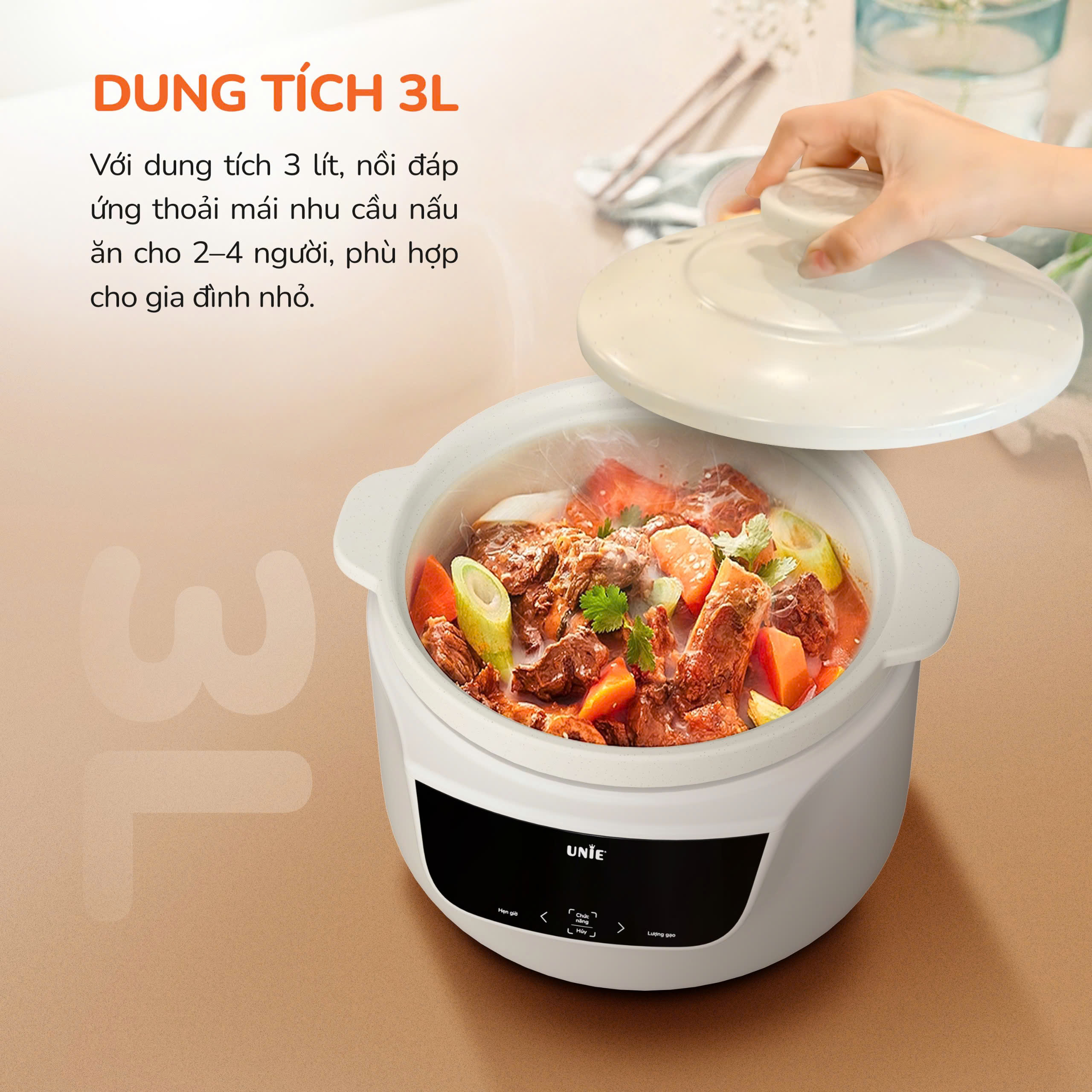 Nồi kho hầm dưỡng sinh 5 in 1 UNIE USC888, nắp sứ kép cao cấp - Ảnh 6