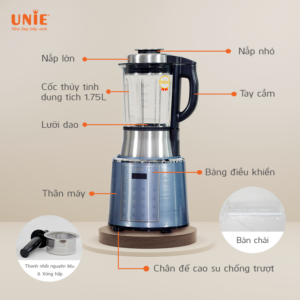 Máy làm sữa hạt UNIE V6 dung tích 1,75L, 13 chức năng nấu - Ảnh 12