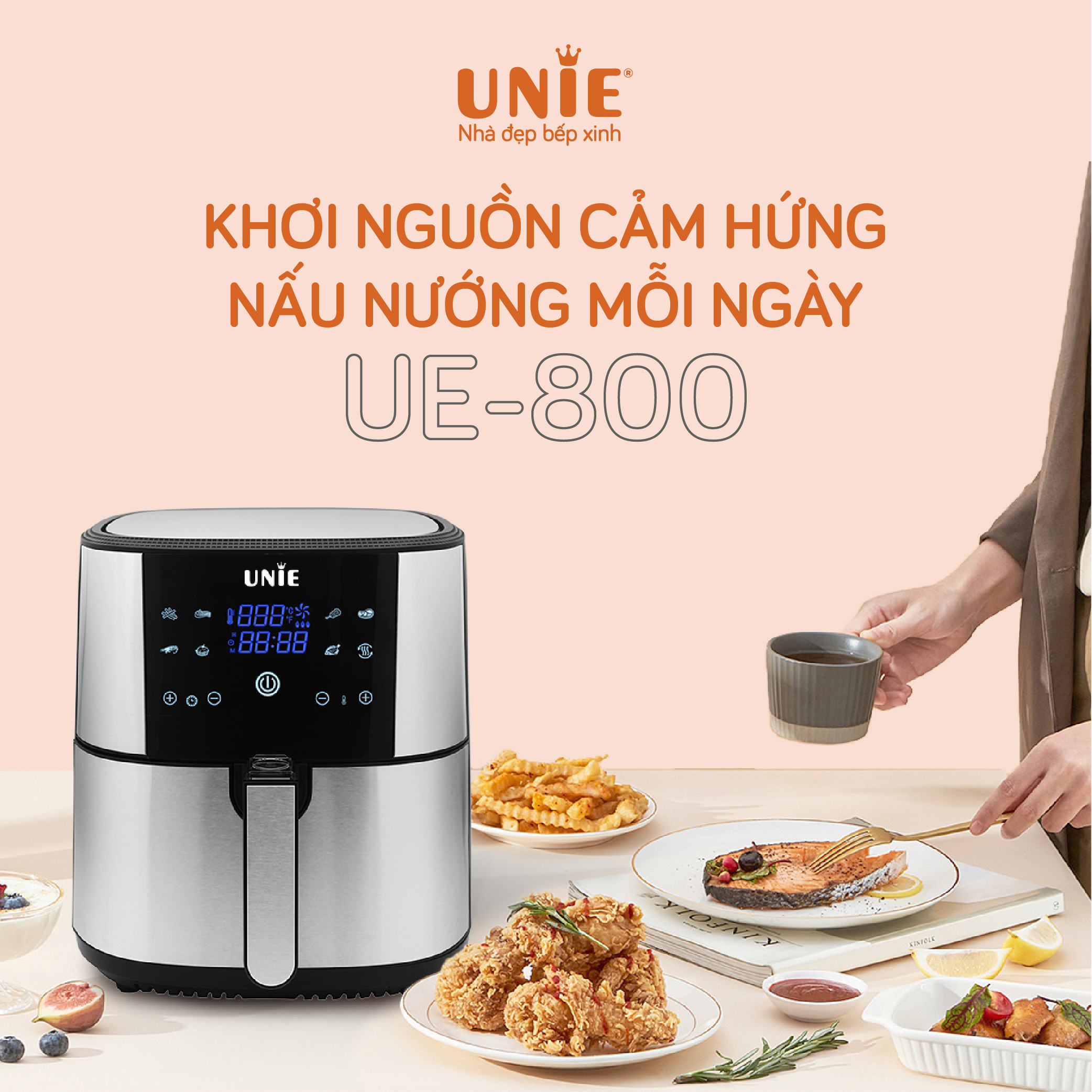 Nồi chiên không dầu UNIE UE-800 dung tích 8L, công nghệ Rapid air đa chiều - Ảnh 7