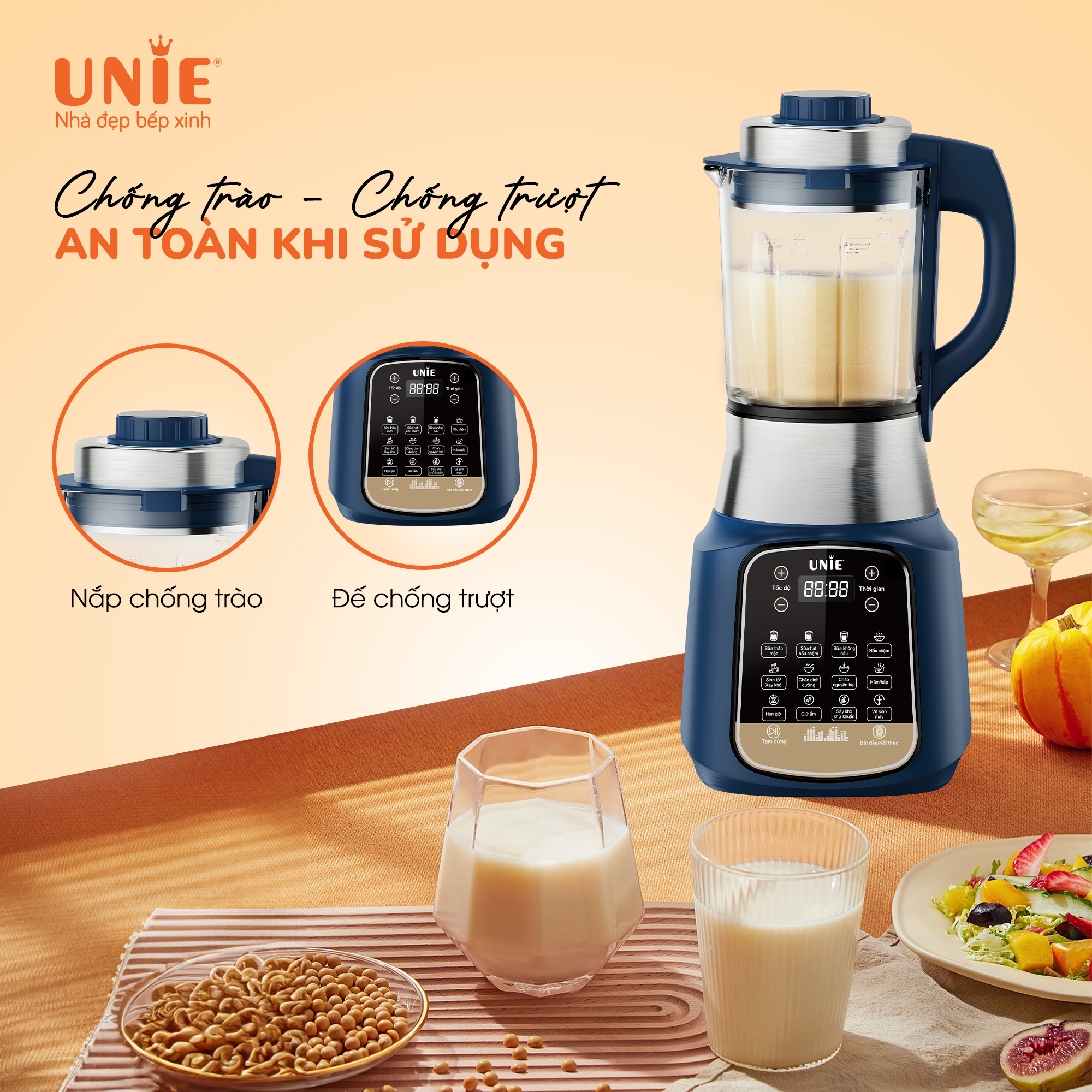 Máy làm sữa hạt UNIE VX dung tích 1.75L, 14 chức năng nấu - Ảnh 3