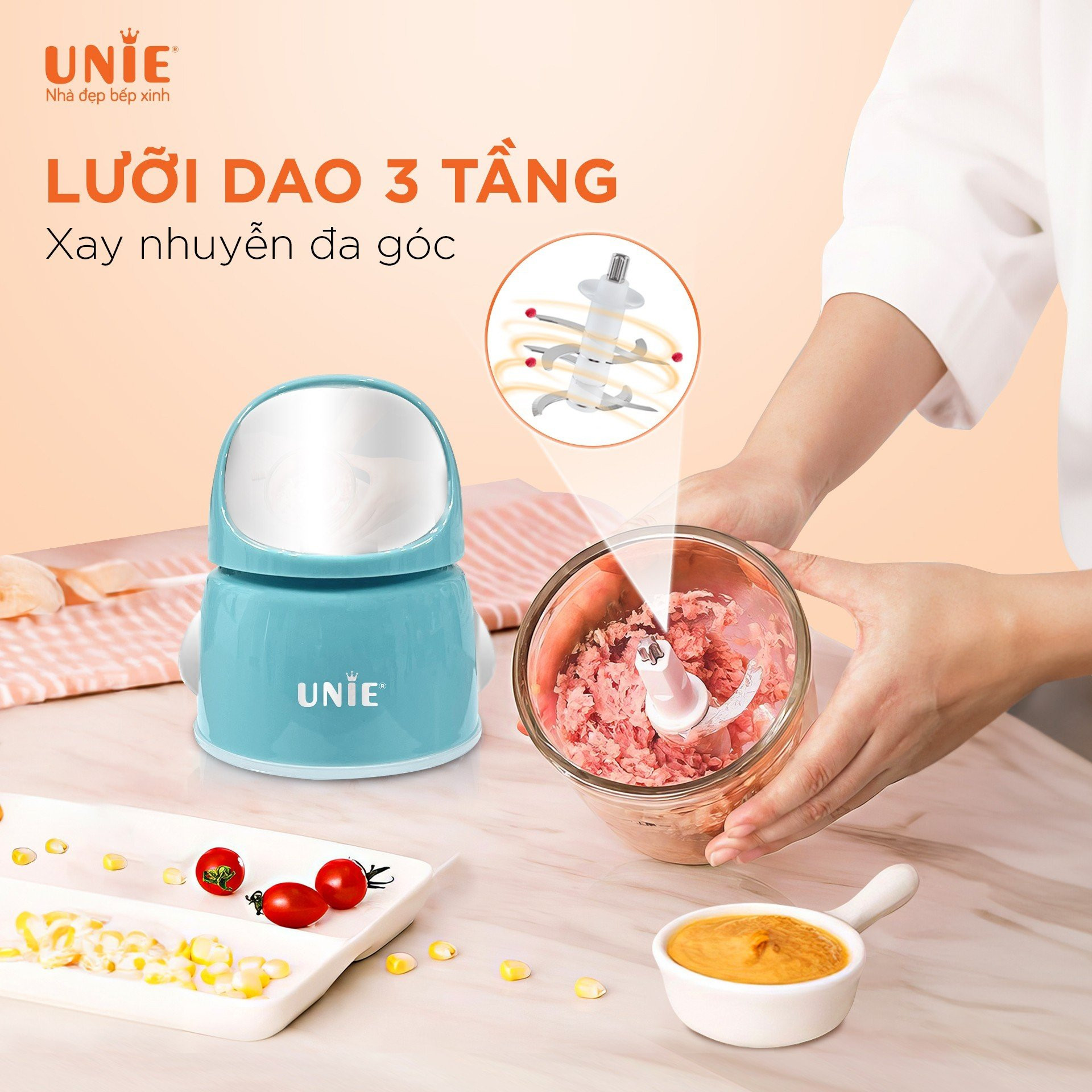 Máy xay mini UMB02 nhỏ gọn 35ml, lưỡi dao 3 tầng bằng inox304 - Ảnh 4