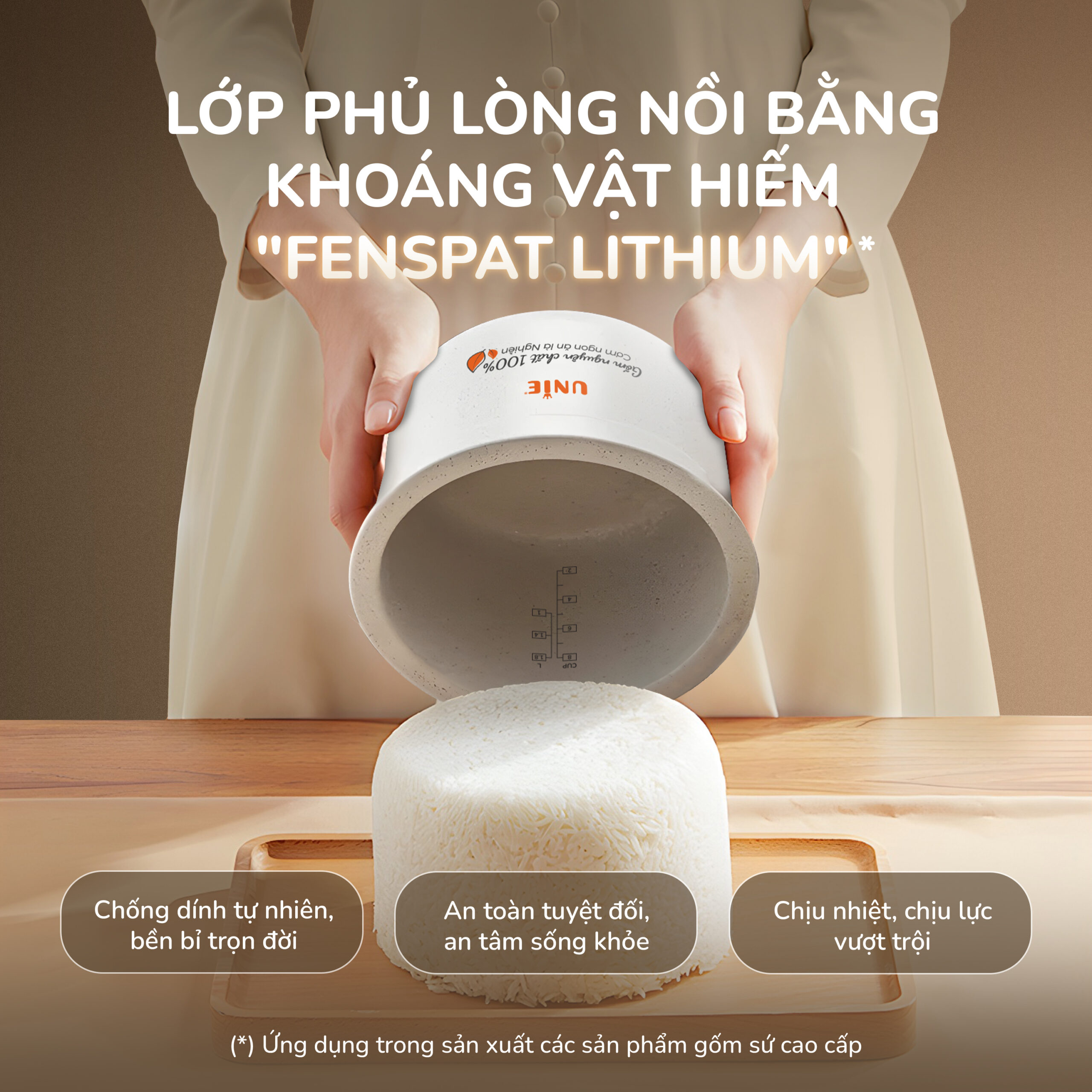 Nồi cơm điện lòng gốm cao cấp UNIE URC818, dung tích 1,8L - Ảnh 8