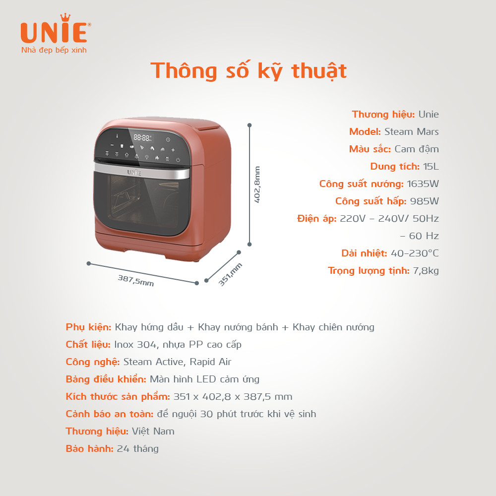 Nồi chiên hơi nước UNIE STEAM MARS - Ảnh 12