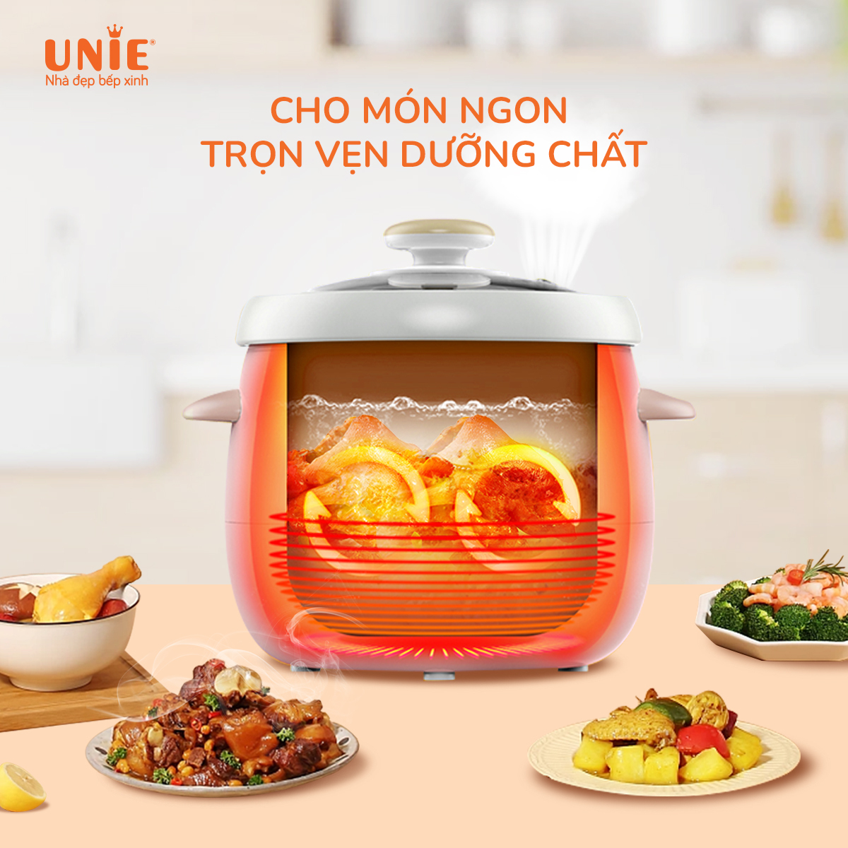 Nồi nấu chậm Unie USC10W dung tích 1L, 6 chức năng nấu đa dạng - Ảnh 9