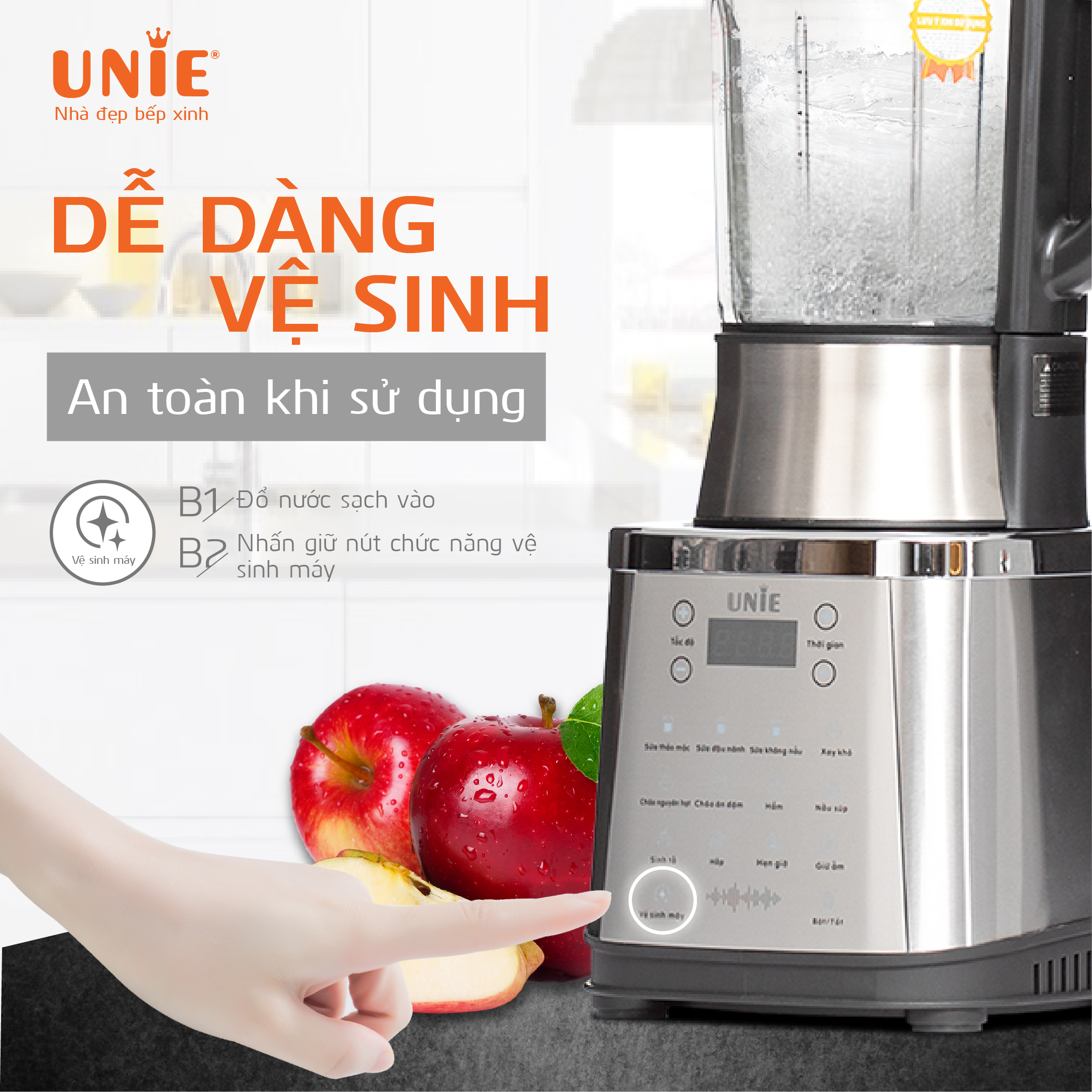 Máy làm sữa hạt UNIE V8S, 10 chức năng nấu - Ảnh 9