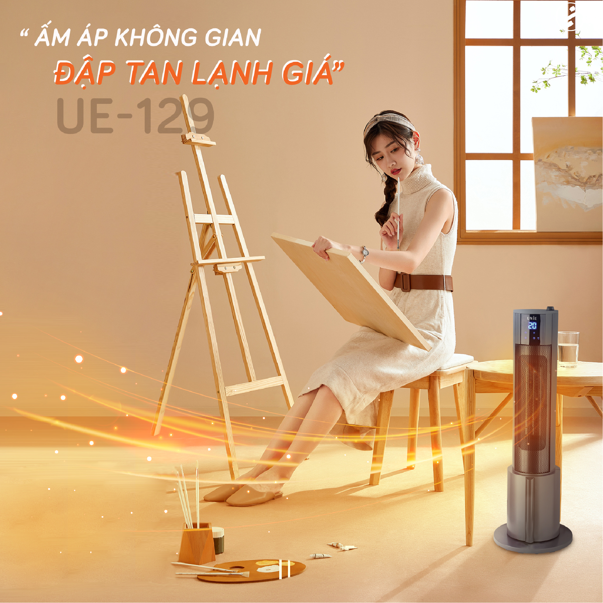 Máy sưởi gốm UNIE UE-129 làm ấm nhanh chóng, phun sương tạo ẩm - Ảnh 3