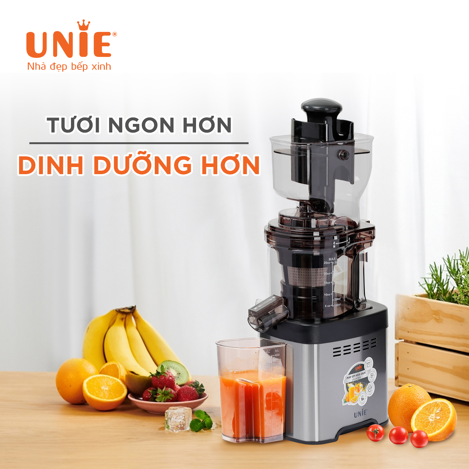 Máy ép chậm UNIE USJAC91S công suất 400W, vận hành êm ái - Ảnh 4