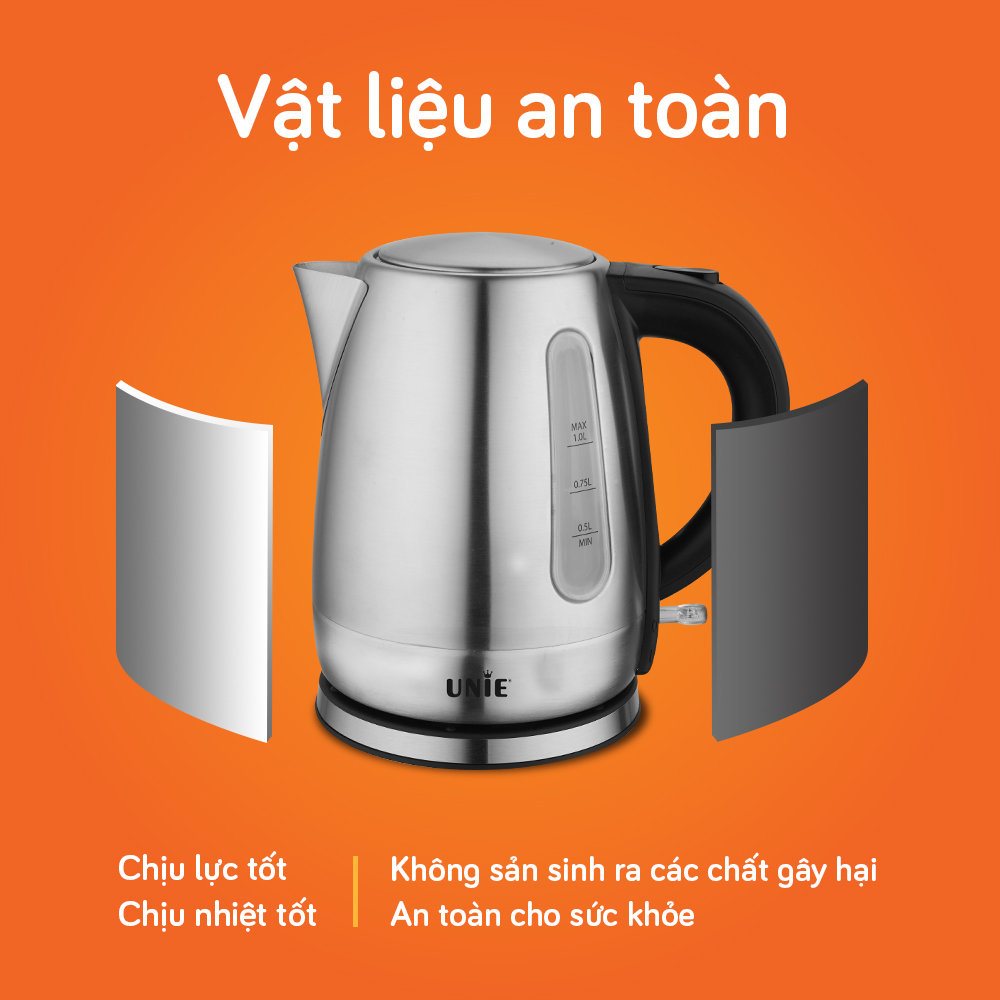 Ấm siêu tốc UNIE UE-300 dung tích 1L, chất liệu inox304 an toàn - Ảnh 2