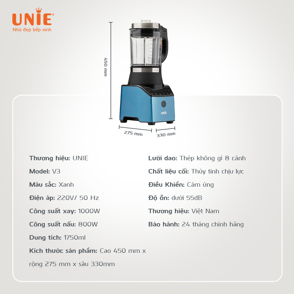 Máy nấu sữa hạt UNIE V3 dung tích 1,75L, công suất 1800W - Ảnh 11