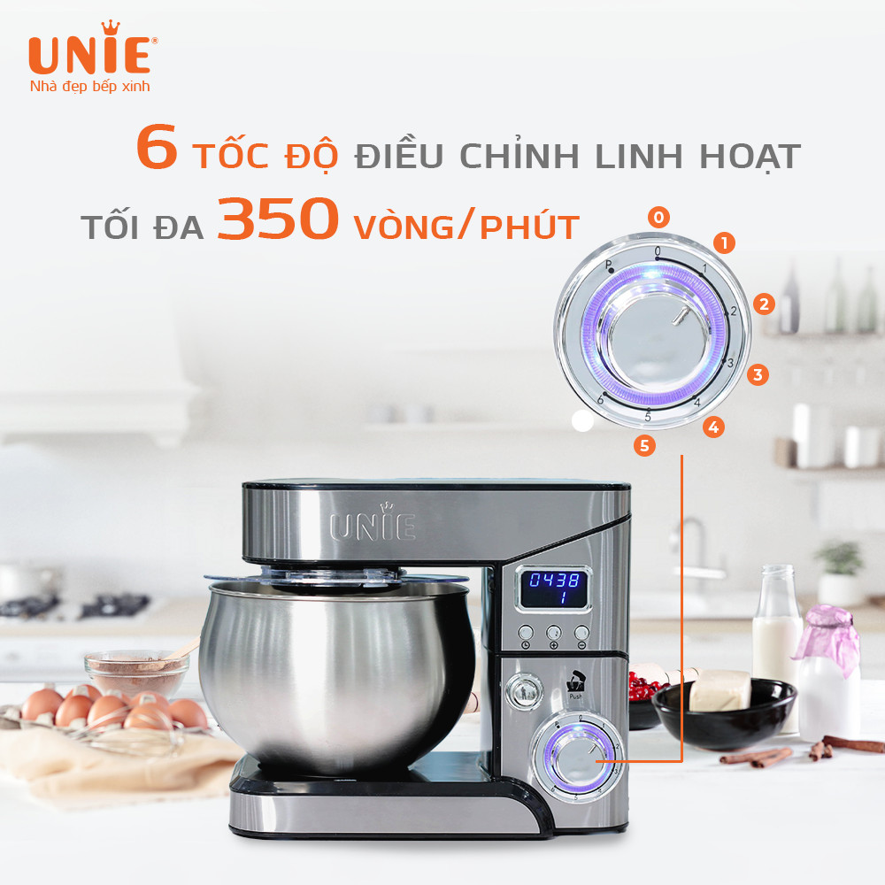 Máy trộn bột đa năng Unie EM2  dung tích 5L, 6 tốc độ điều chỉnh - Ảnh 5