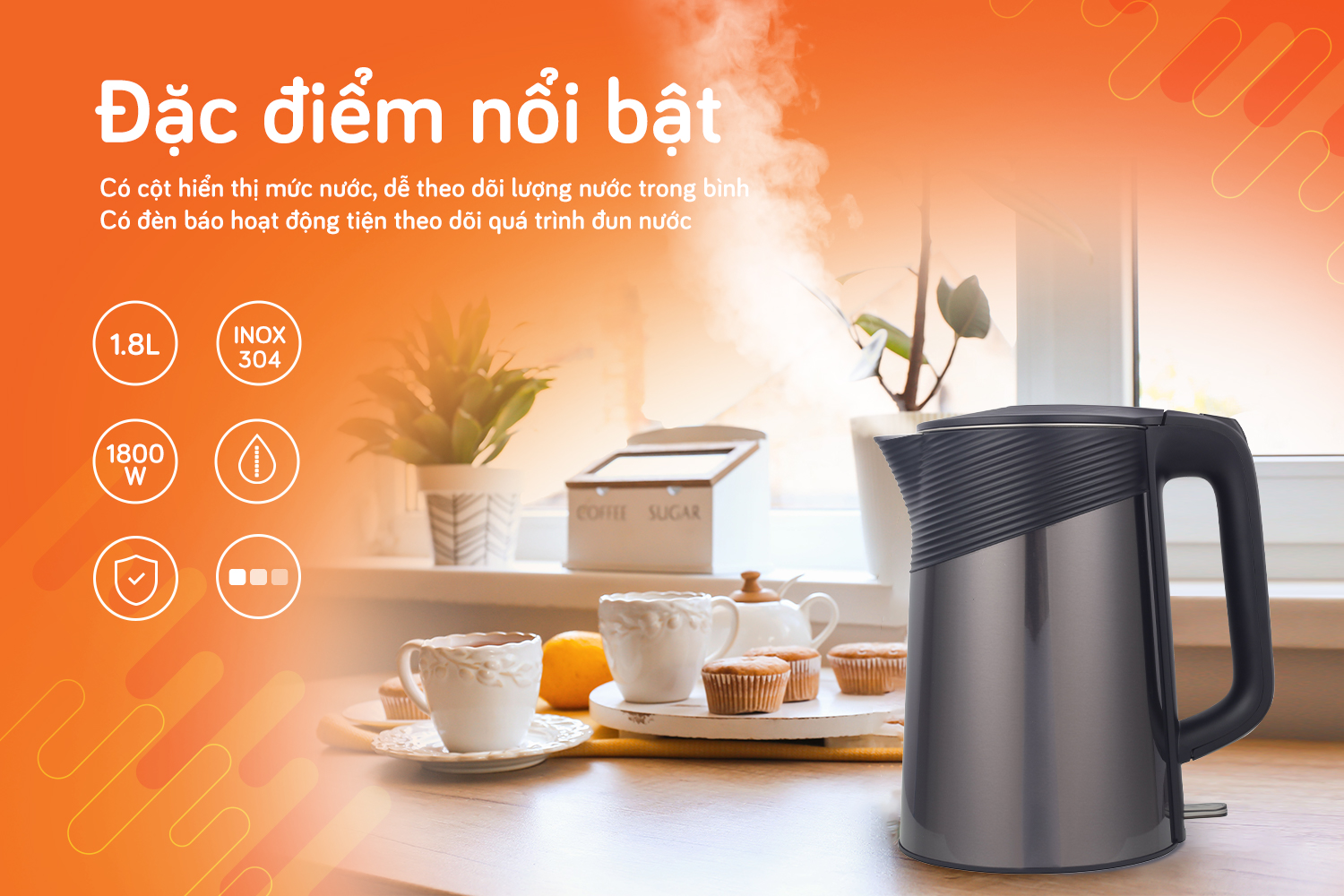 Ấm siêu tốc UNIE UE-302 dung tích 1.8L, đun sôi nhanh chóng - Ảnh 8