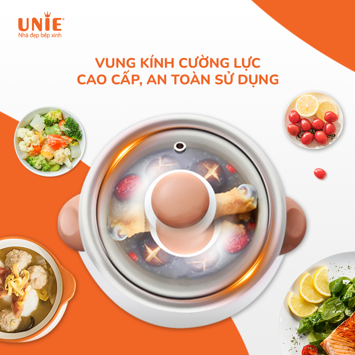 Nồi nấu chậm Unie USC10W dung tích 1L, 6 chức năng nấu đa dạng - Ảnh 4