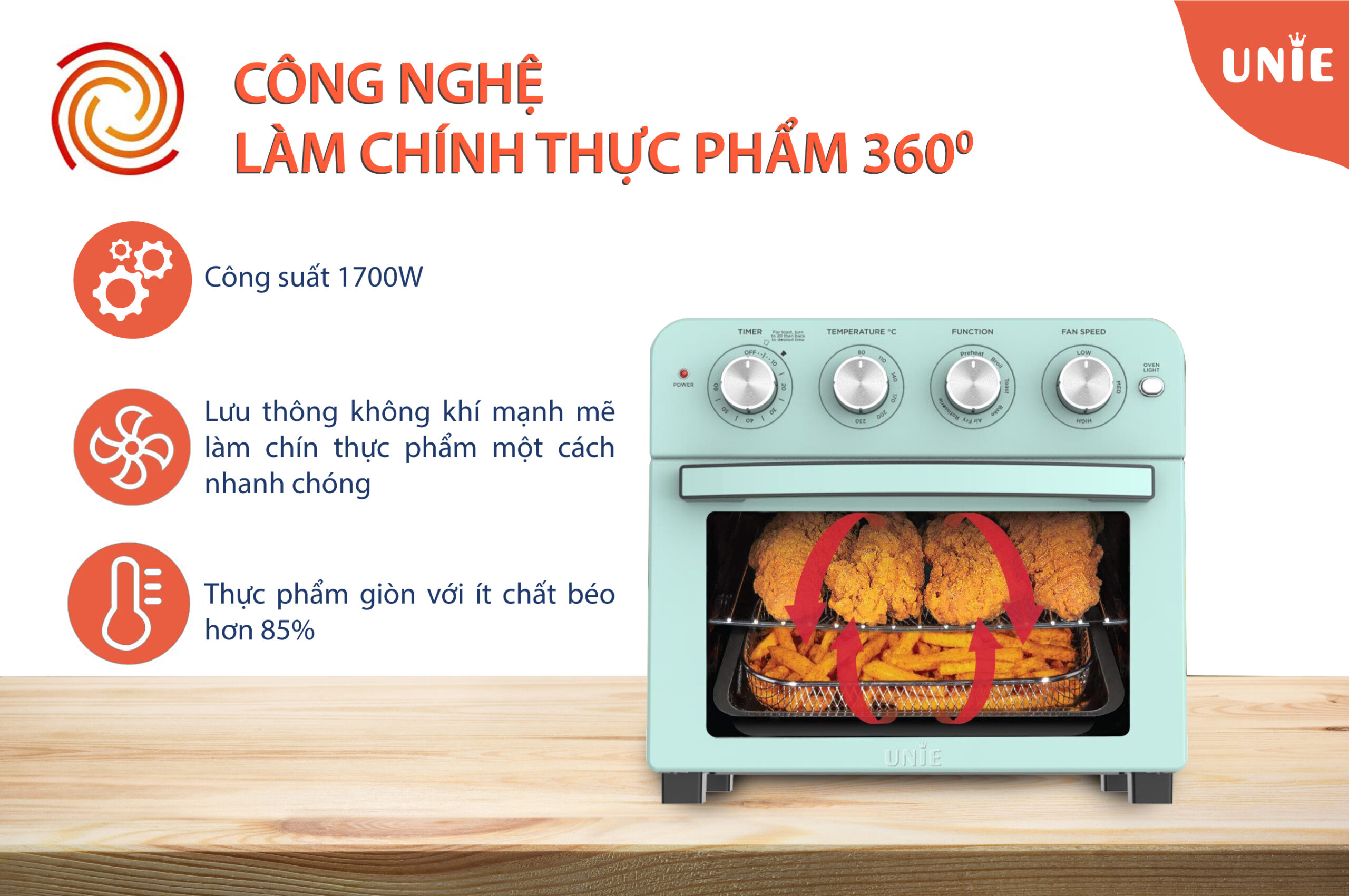 Lò nướng kiêm nồi chiên không dầu UNIE Q37 - Ảnh 3